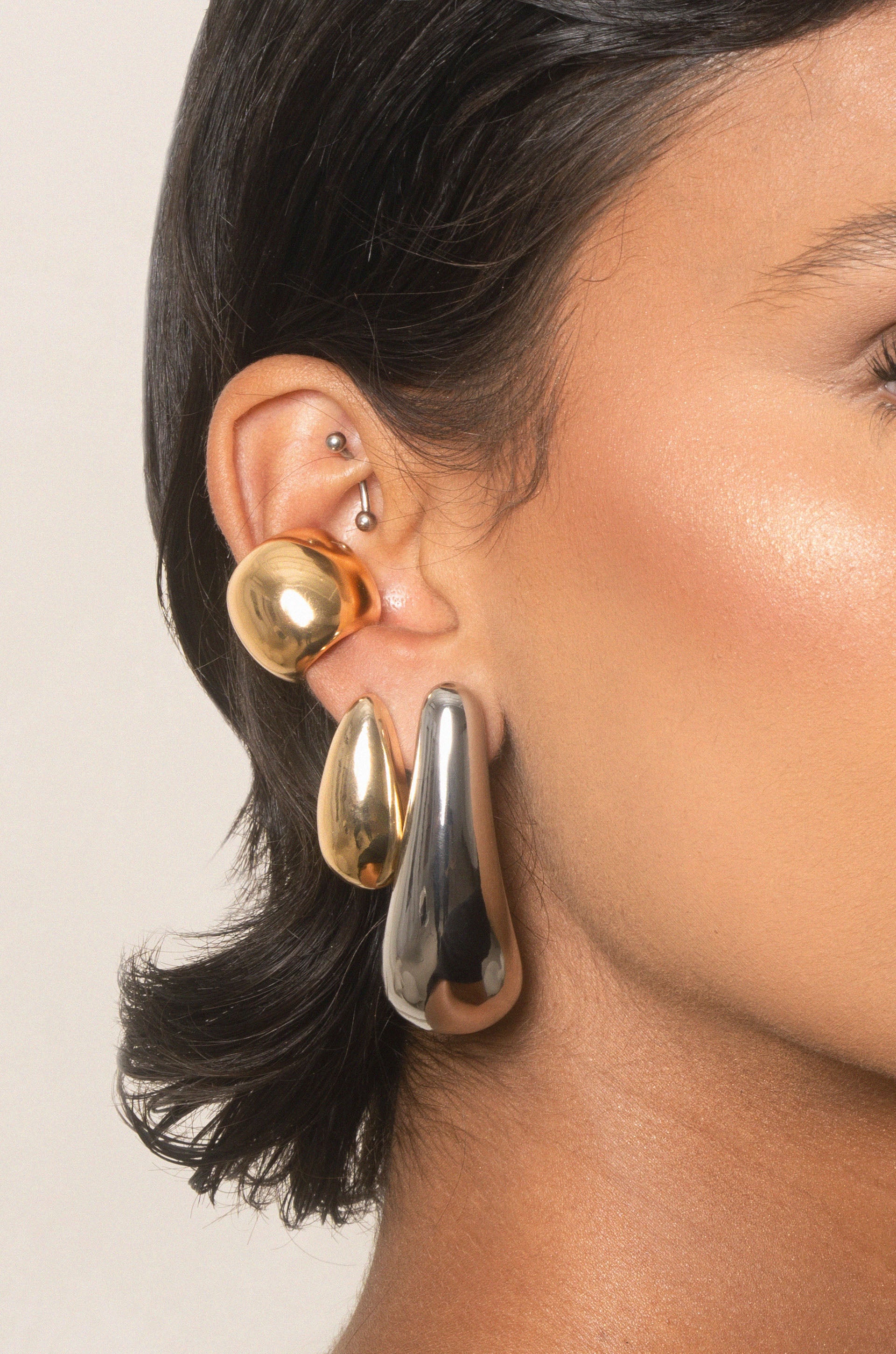 Raindrop Earrings on model 3