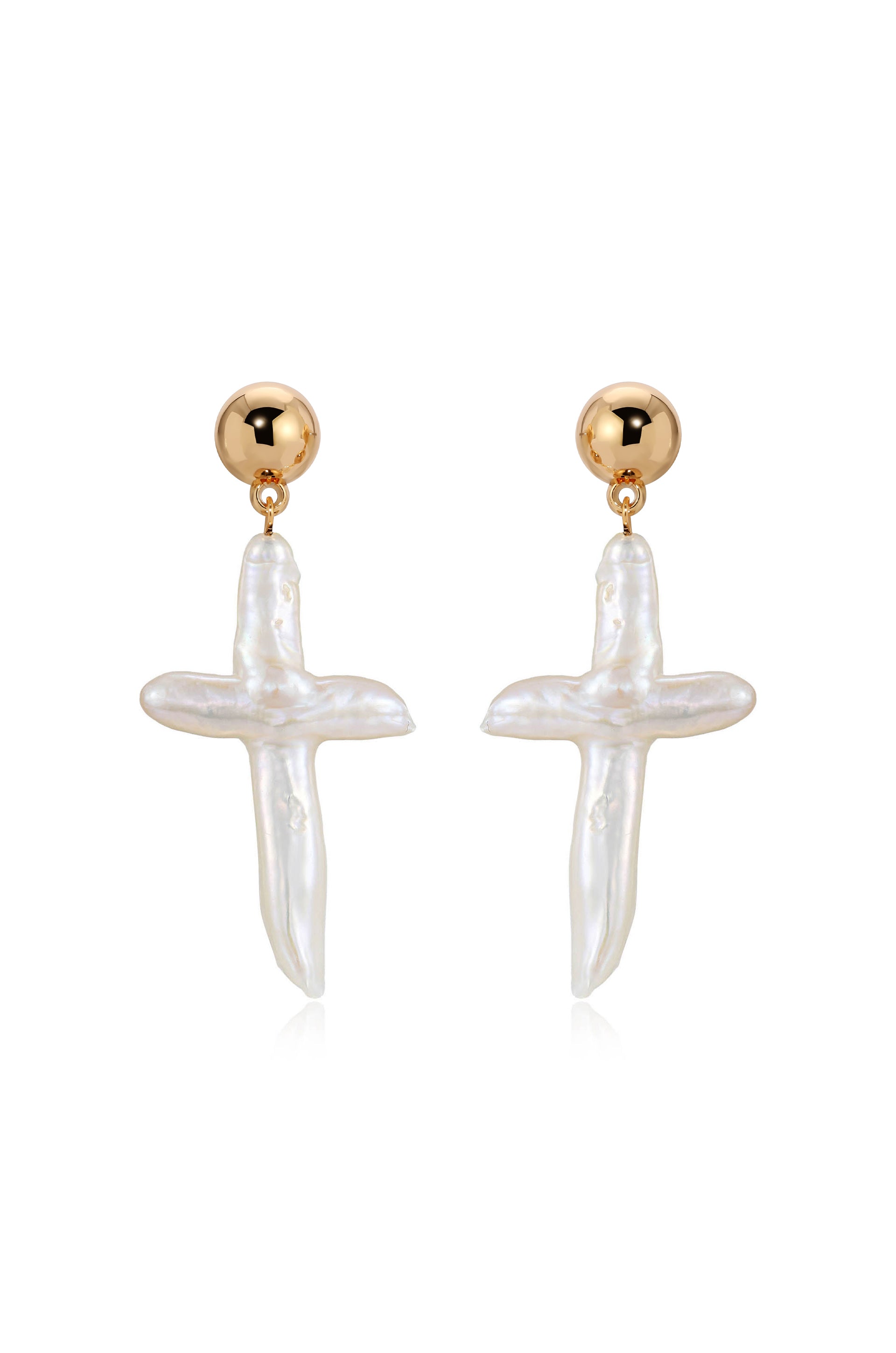 Organic Freshwater Pearl Cross Earrings