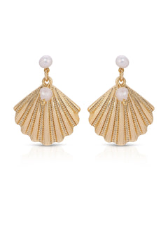 Scallop Shell and Pearl Earrings