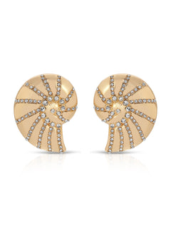 Crystal Studded Nautilus Shell Earrings