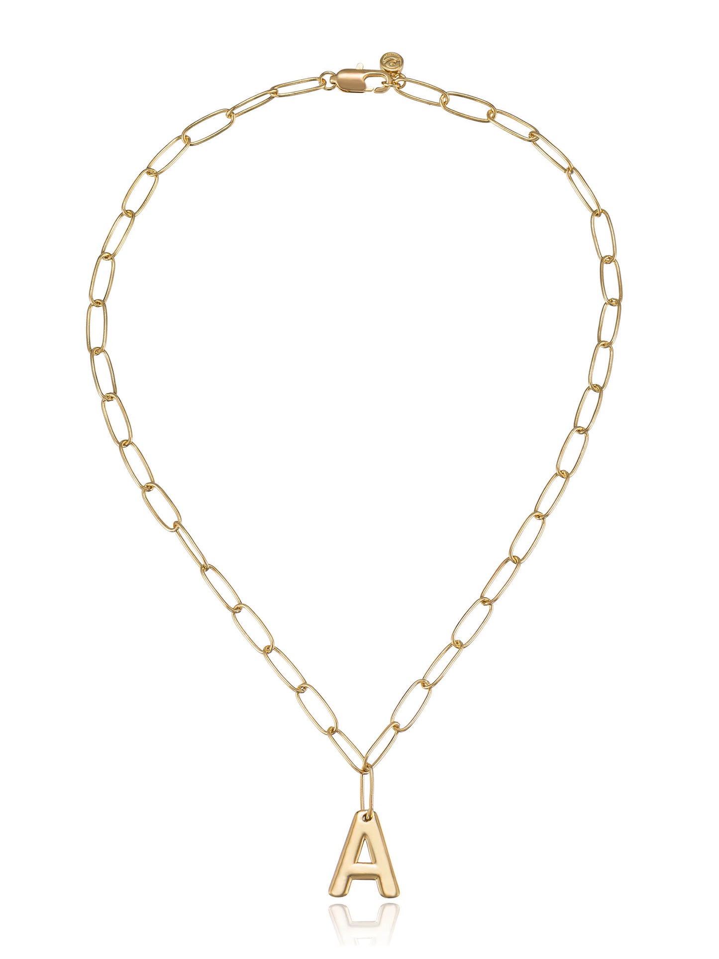 Paperclip Link Initial Necklace A full