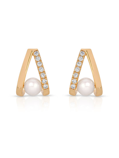 Pavé and Pearl Earrings close