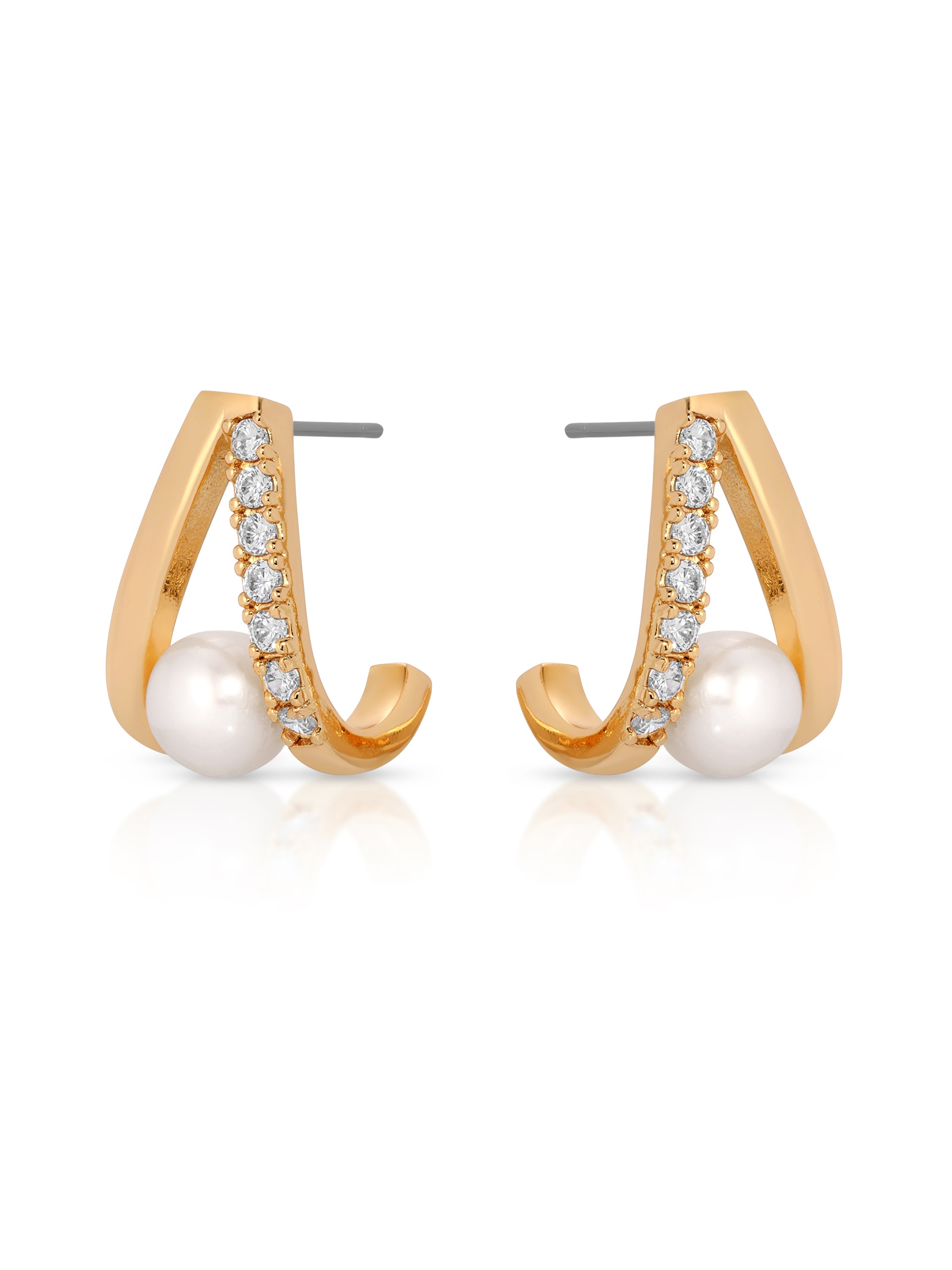 Pavé and Pearl Earrings side