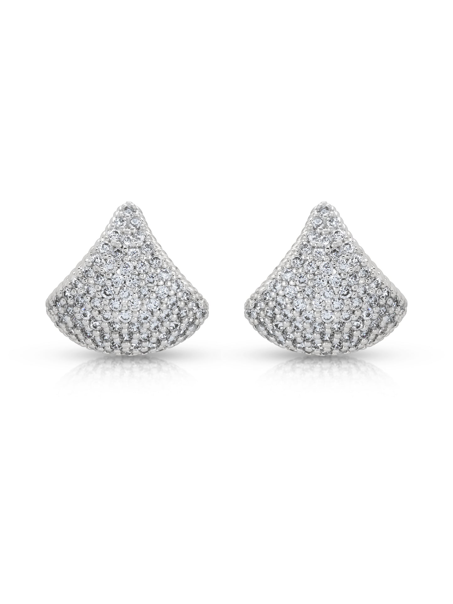 Pavé Encrusted Huggie Hoops in rhodium