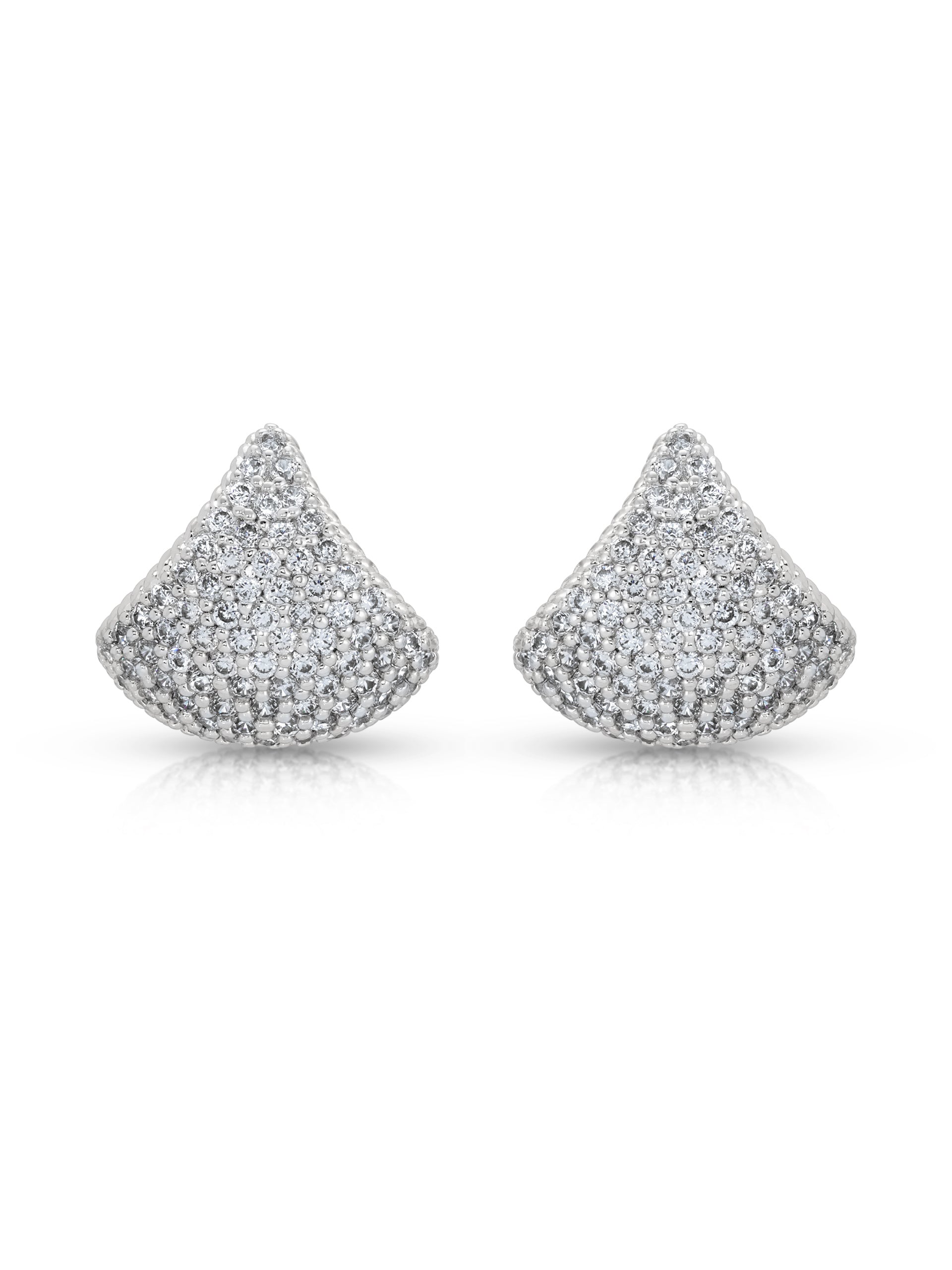 Pavé Encrusted Huggie Hoops in rhodium