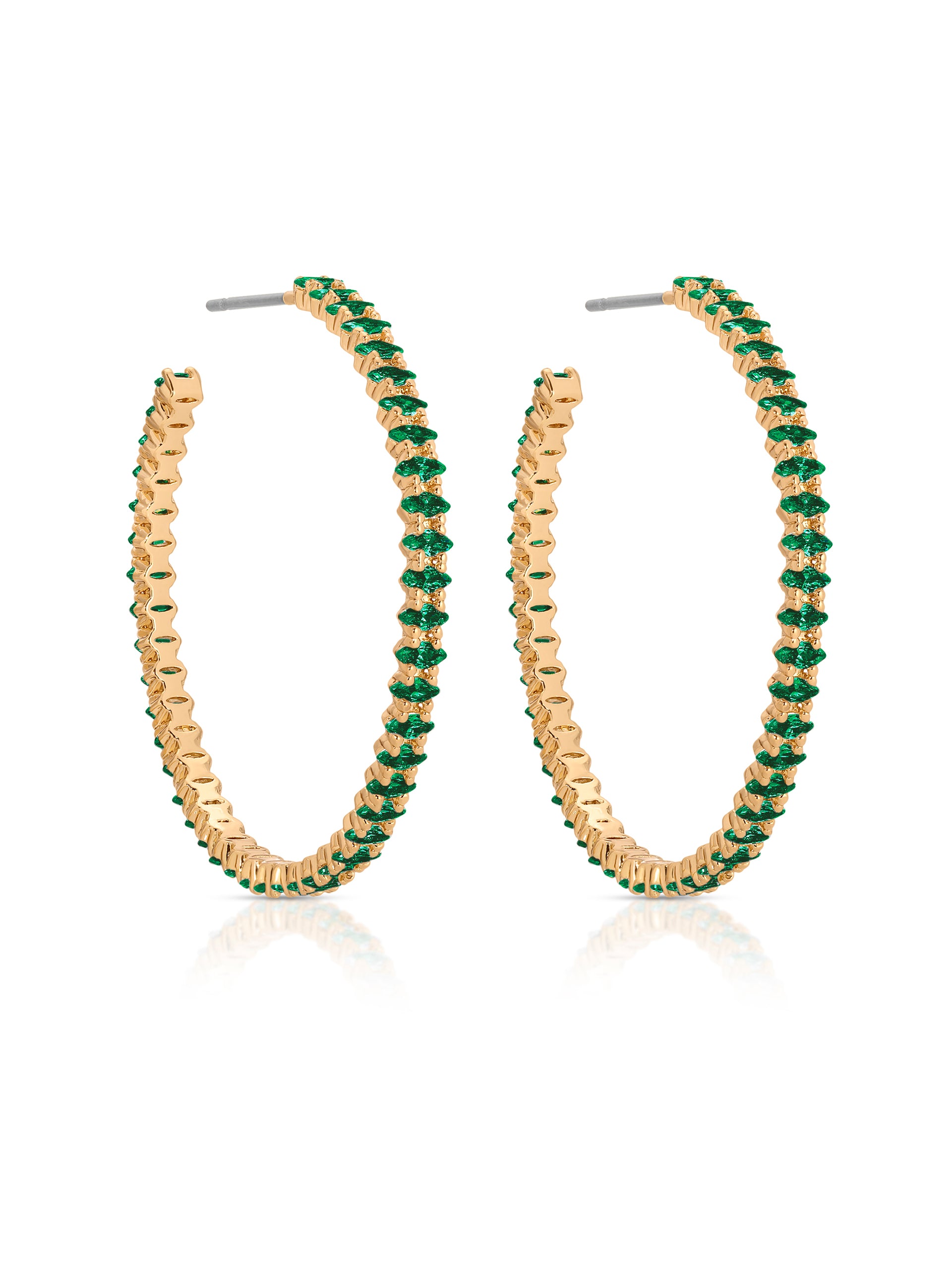Emerald Marquise Hoops side view