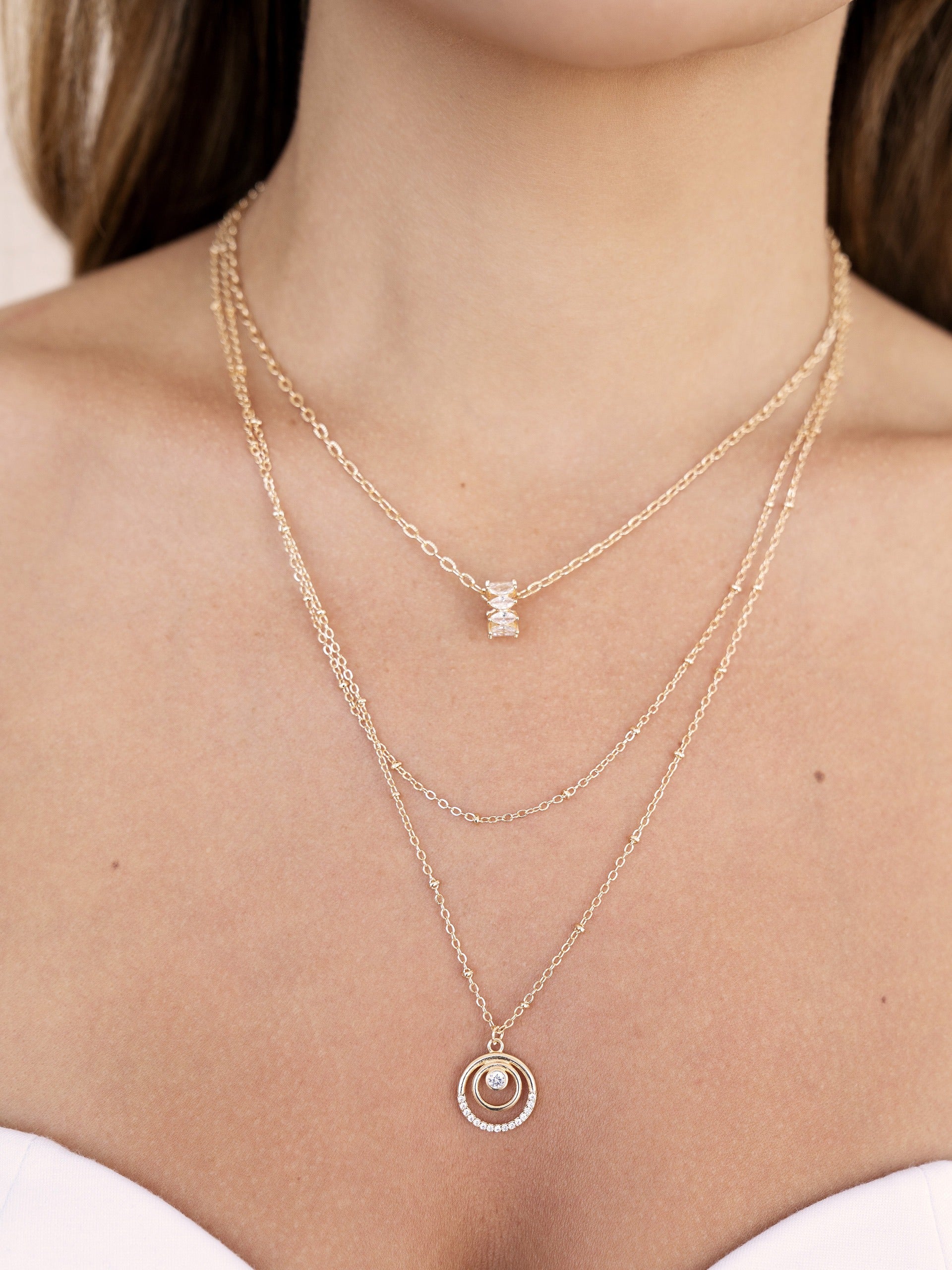 Circles of Dainty Crystal Necklace Set Ettika