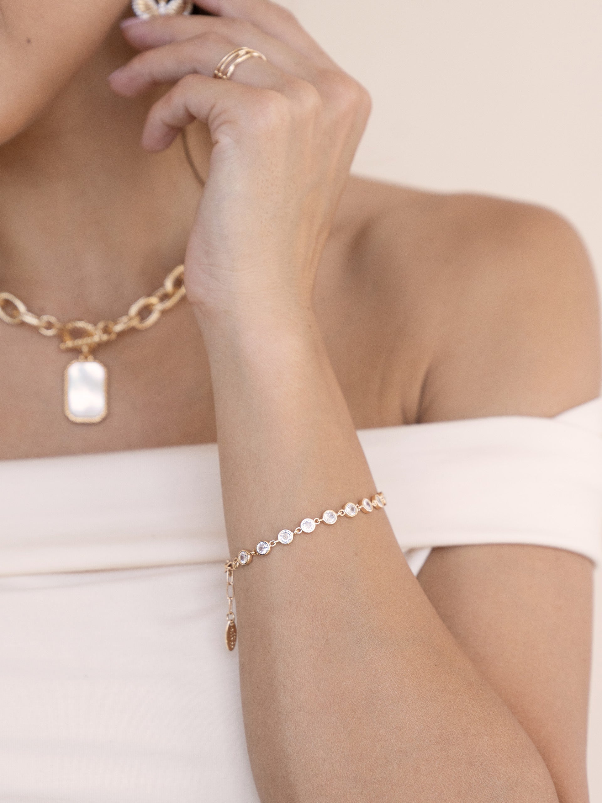 Everyday Crystal Link Bracelet on model