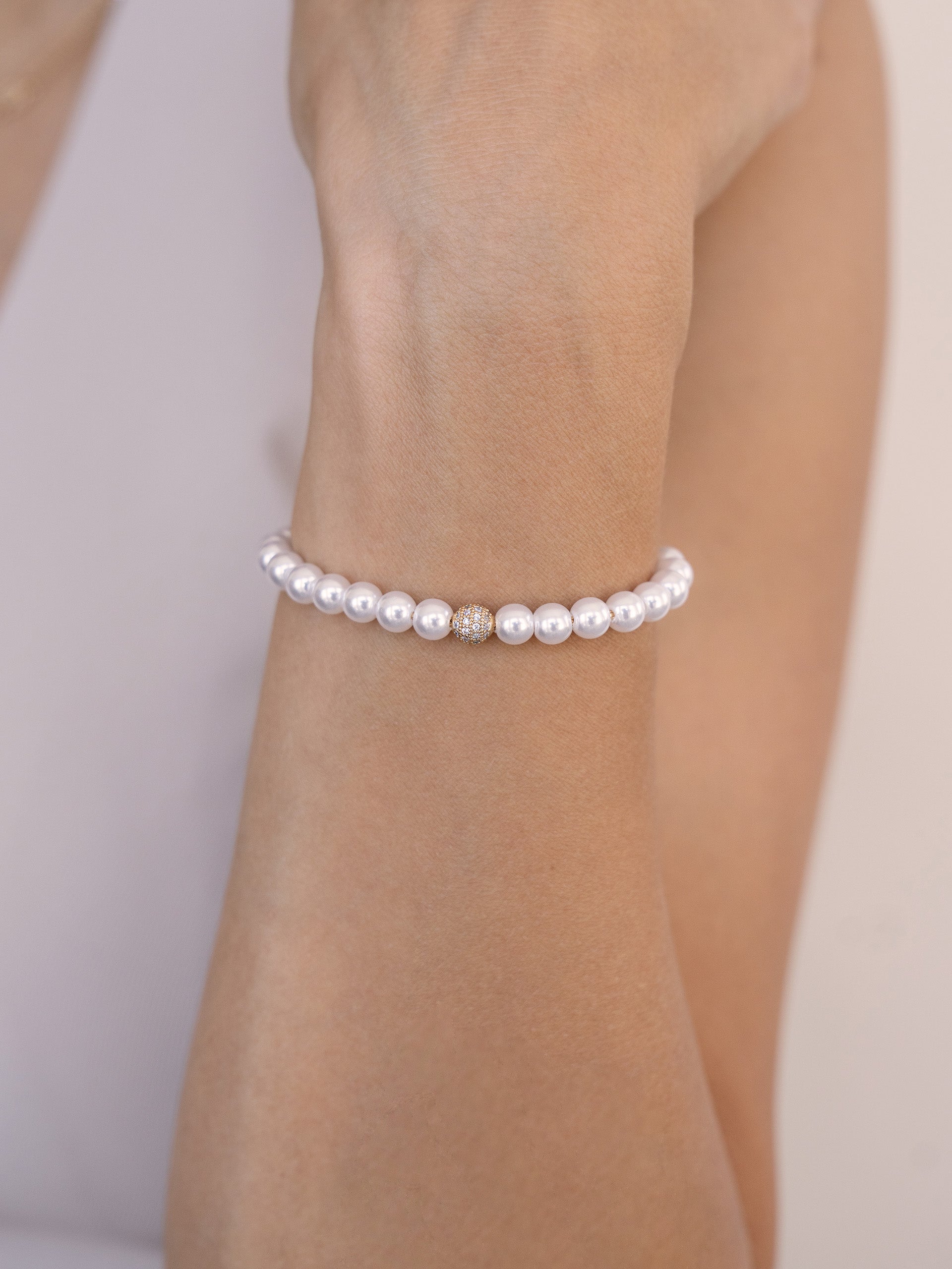 Pearl Adjustable Bracelet on model 5