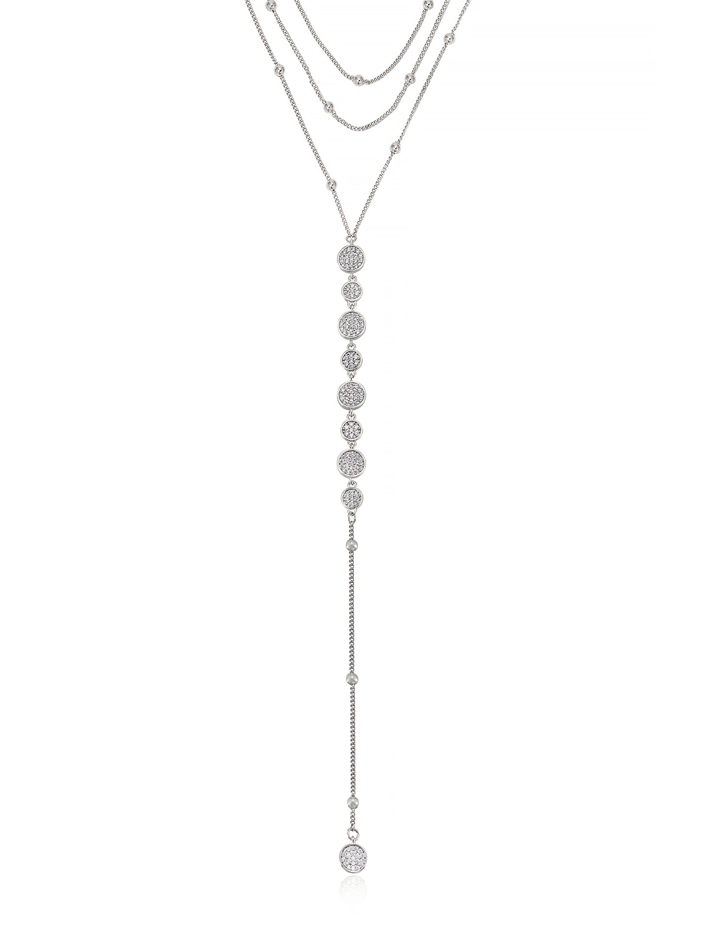 Bali Dreams Crystal Lariat Necklace in rhodium