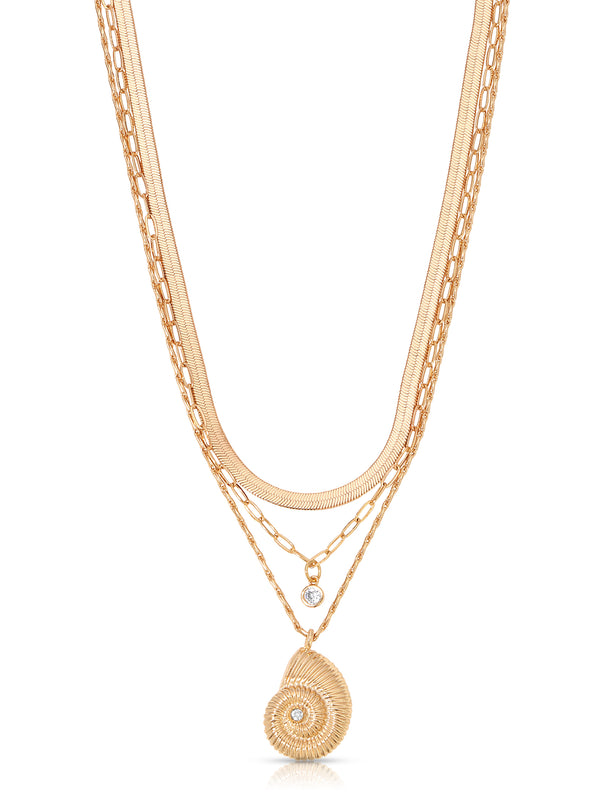 Nautilus Shell Pendant Layered Necklace