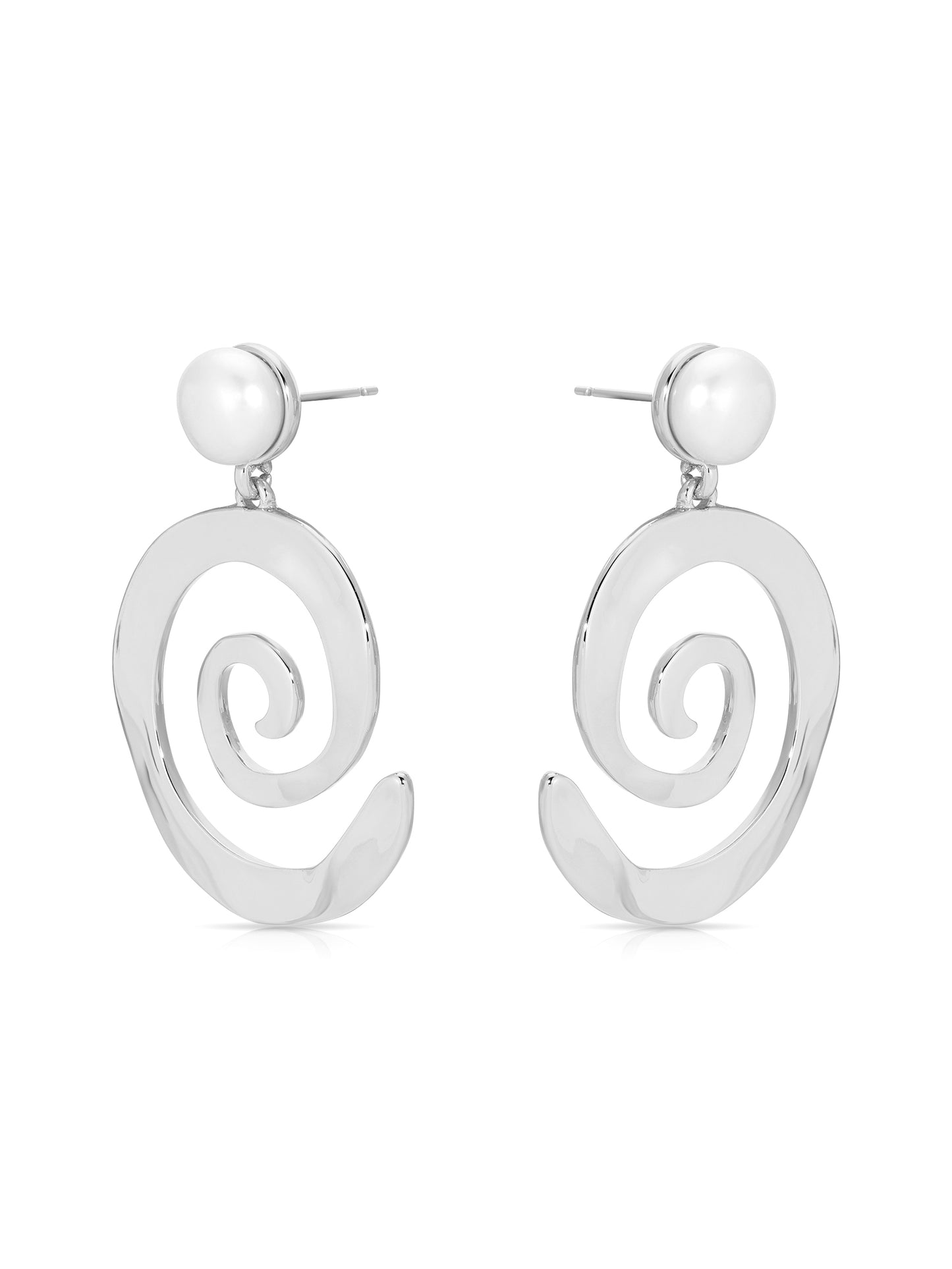 Aura Swirl Pearl Earrings silver