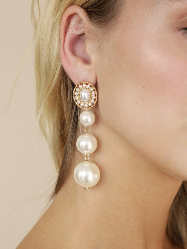 Graduating Pearl Dangle Earrings Second