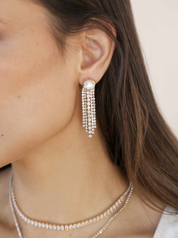 Formal Crystal Fringe Drop Earrings Second