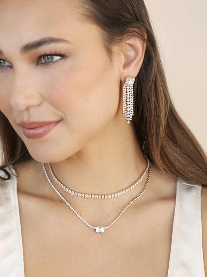 Formal Crystal Fringe Drop Earrings