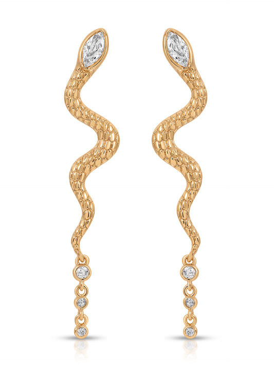 Serpentina Earrings Clear Crystal with 18k Gold Plating