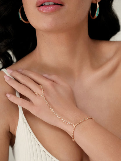 Crystal Dotted Hand Chain on model