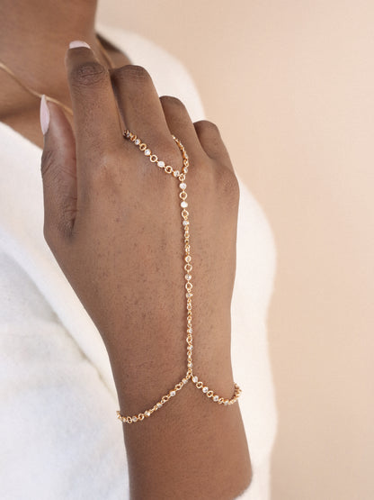 Crystal Dotted Hand Chain on model 3