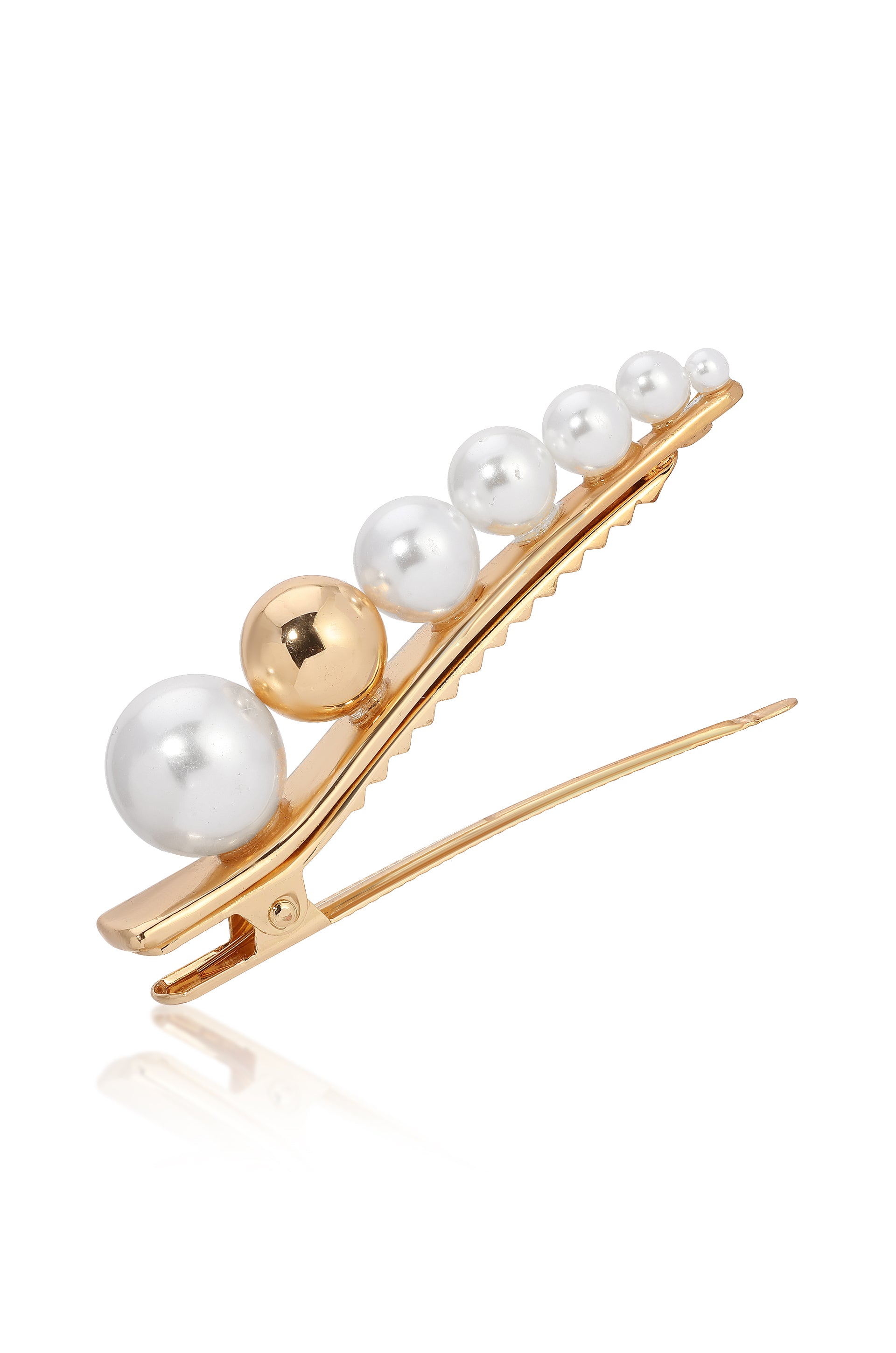 Pearl Bubble Clip Pearl with Gold Tone 2