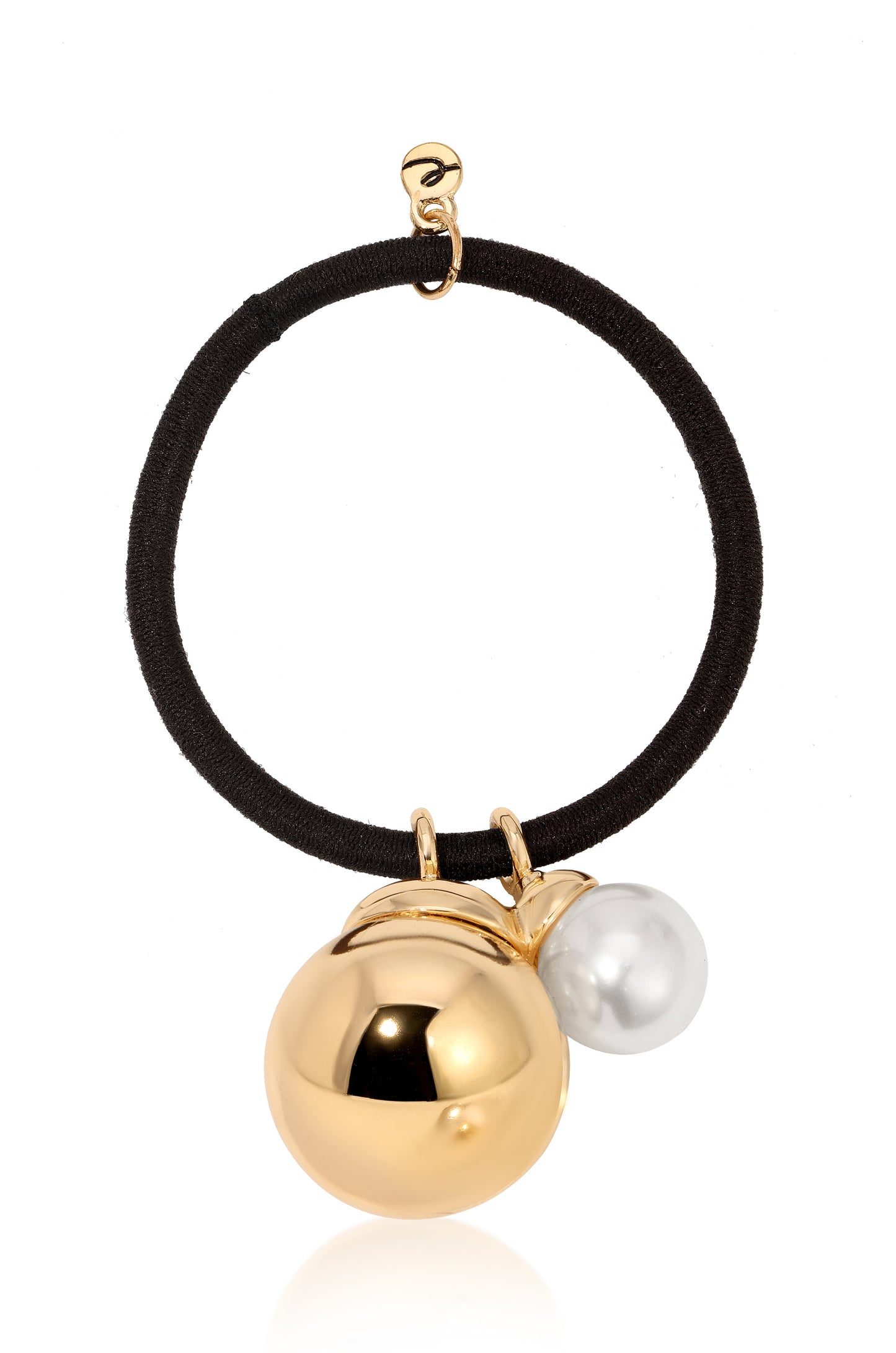 Bauble Hair Tie Gold Tone with Black Elastic