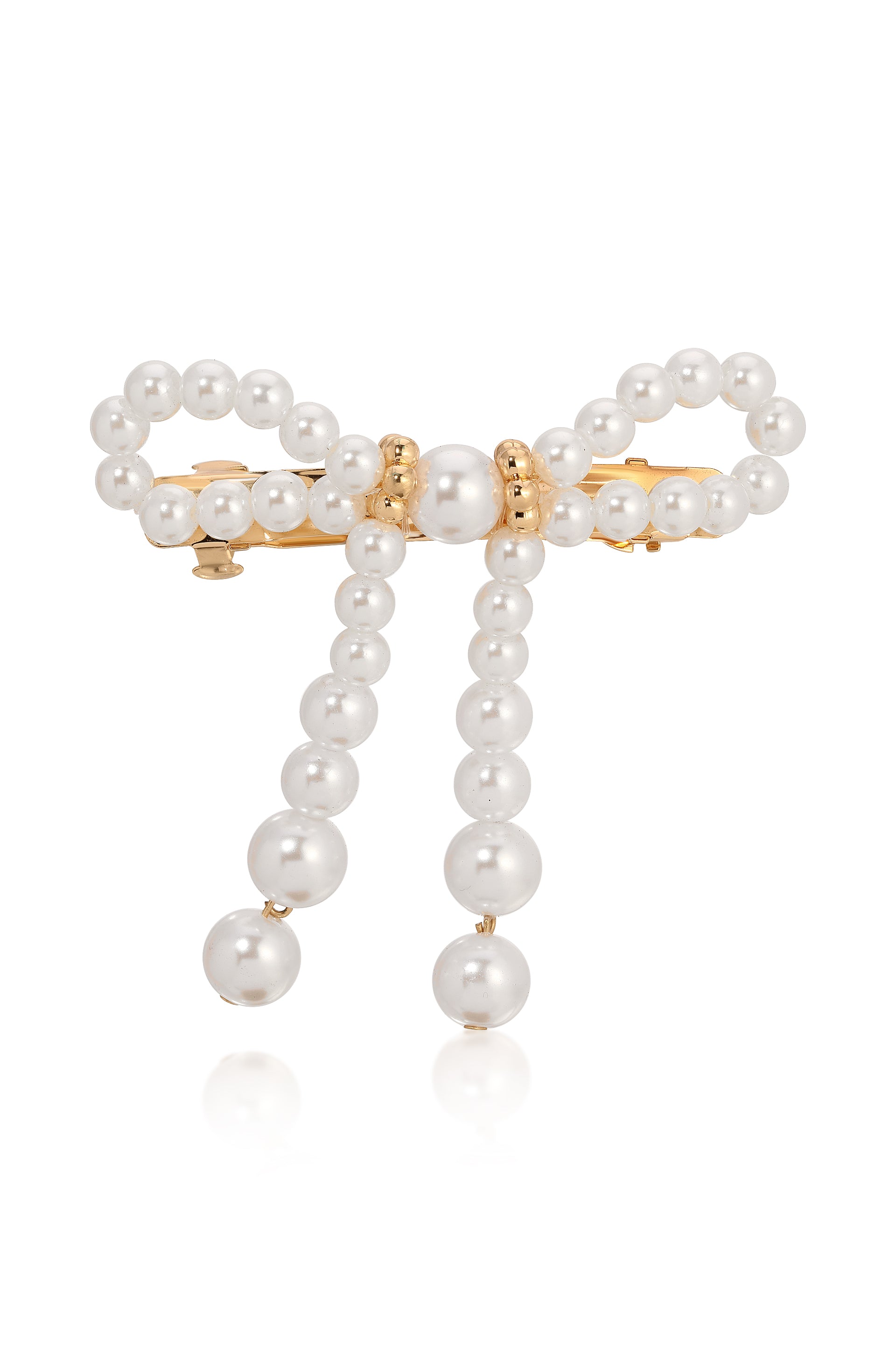 Aurora Pearl Bow Barrette Pearl with Gold Tone