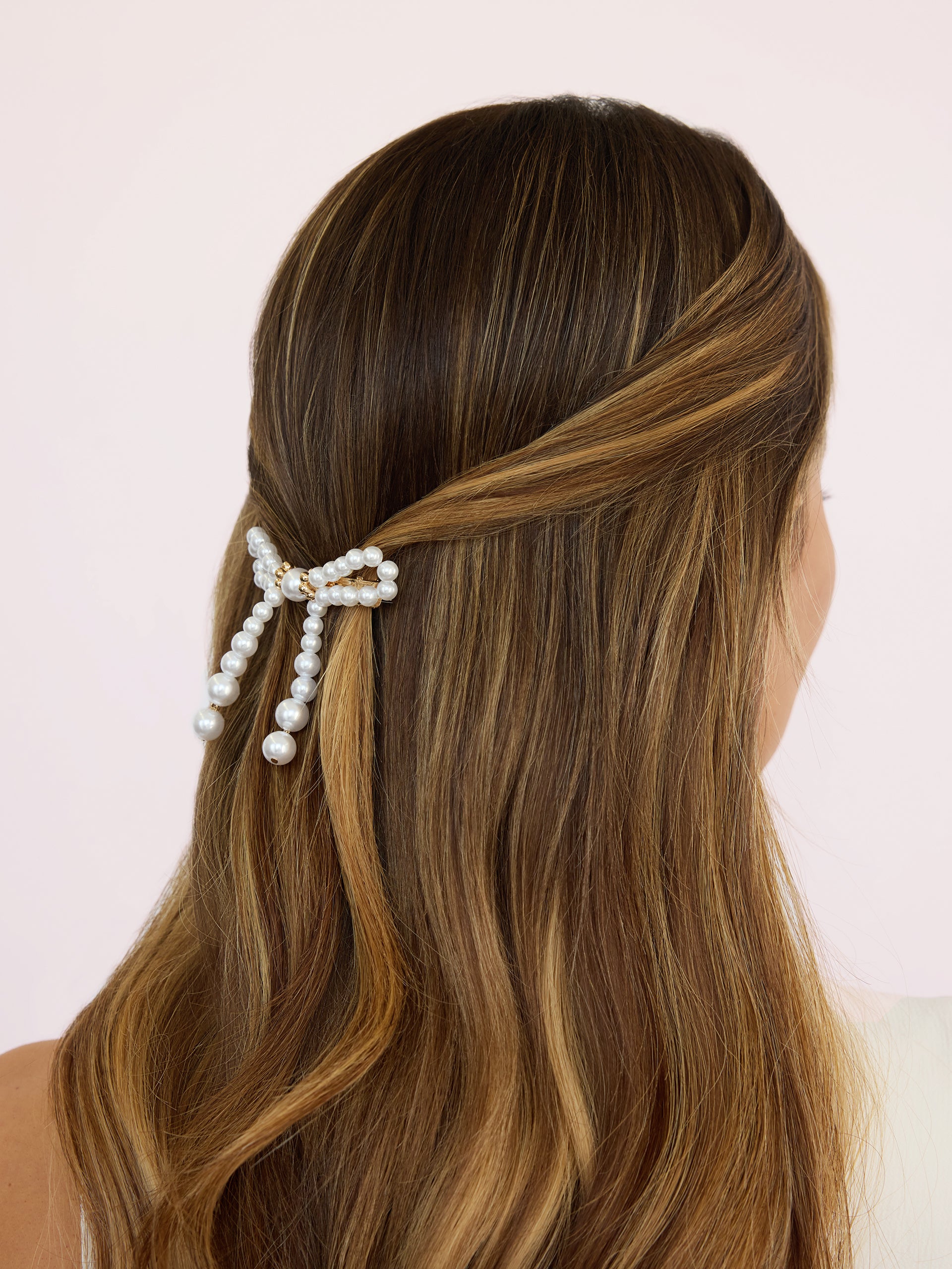 Aurora Pearl Bow Barrette Pearl with Gold Tone model 3