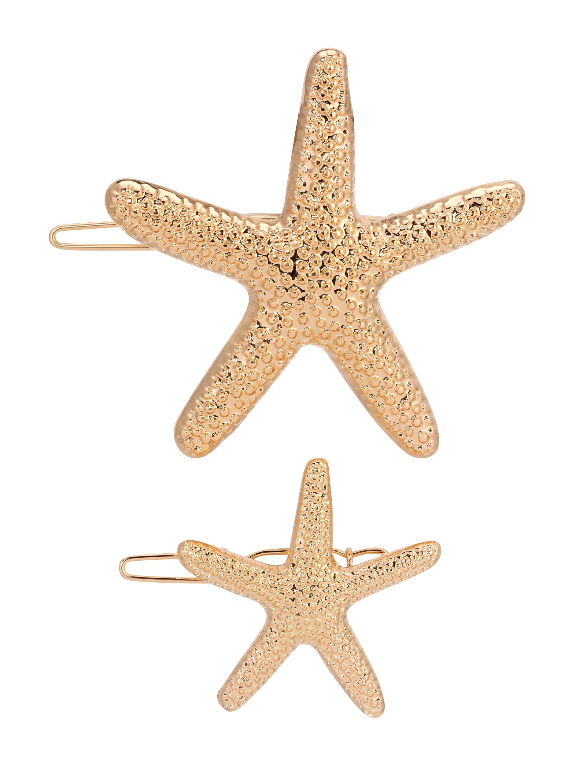 Starfish Barrette Set Gold Tone