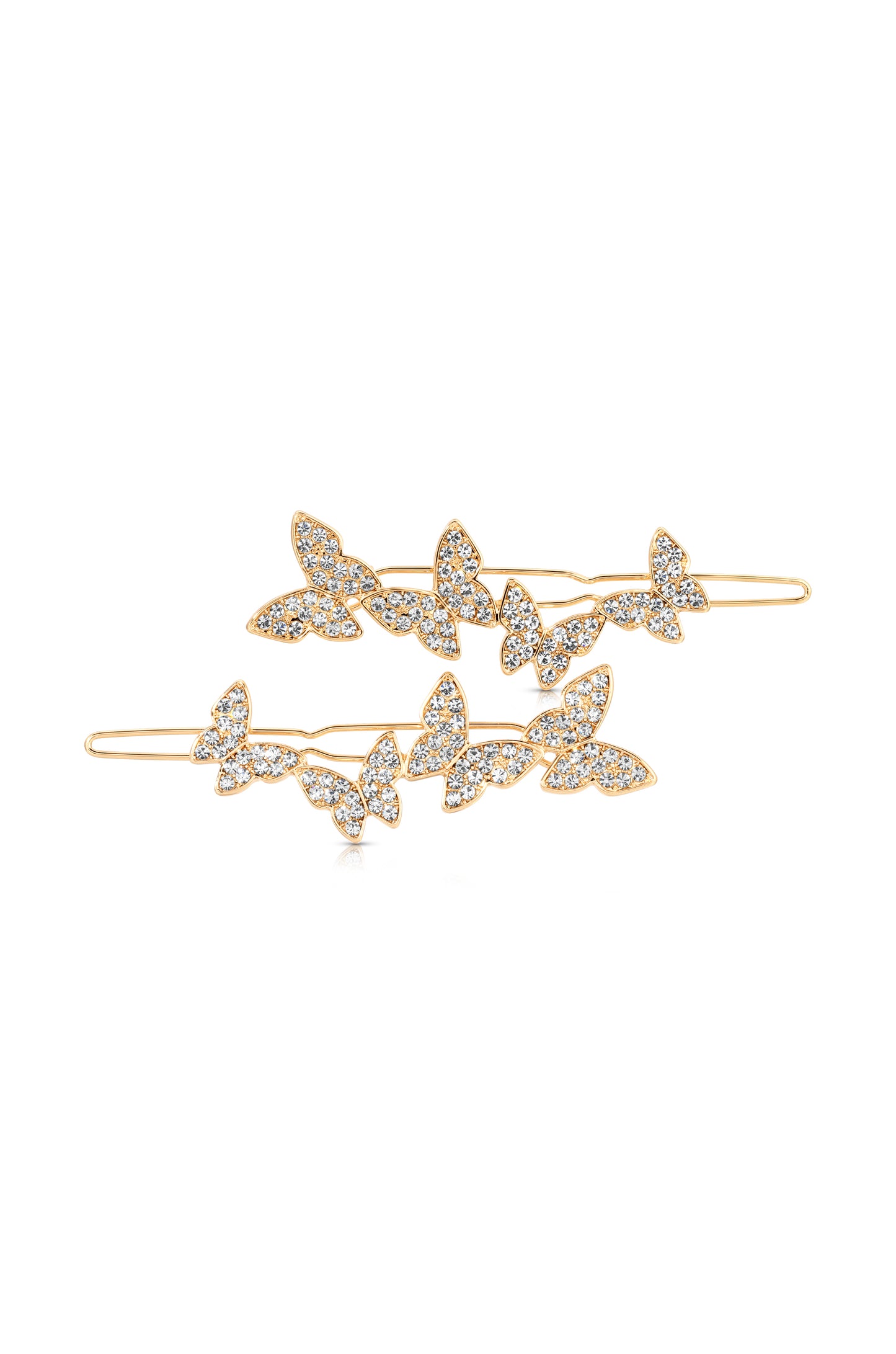 Butterfly Whimsy Barrette Set Clear Crystal with Gold Tone