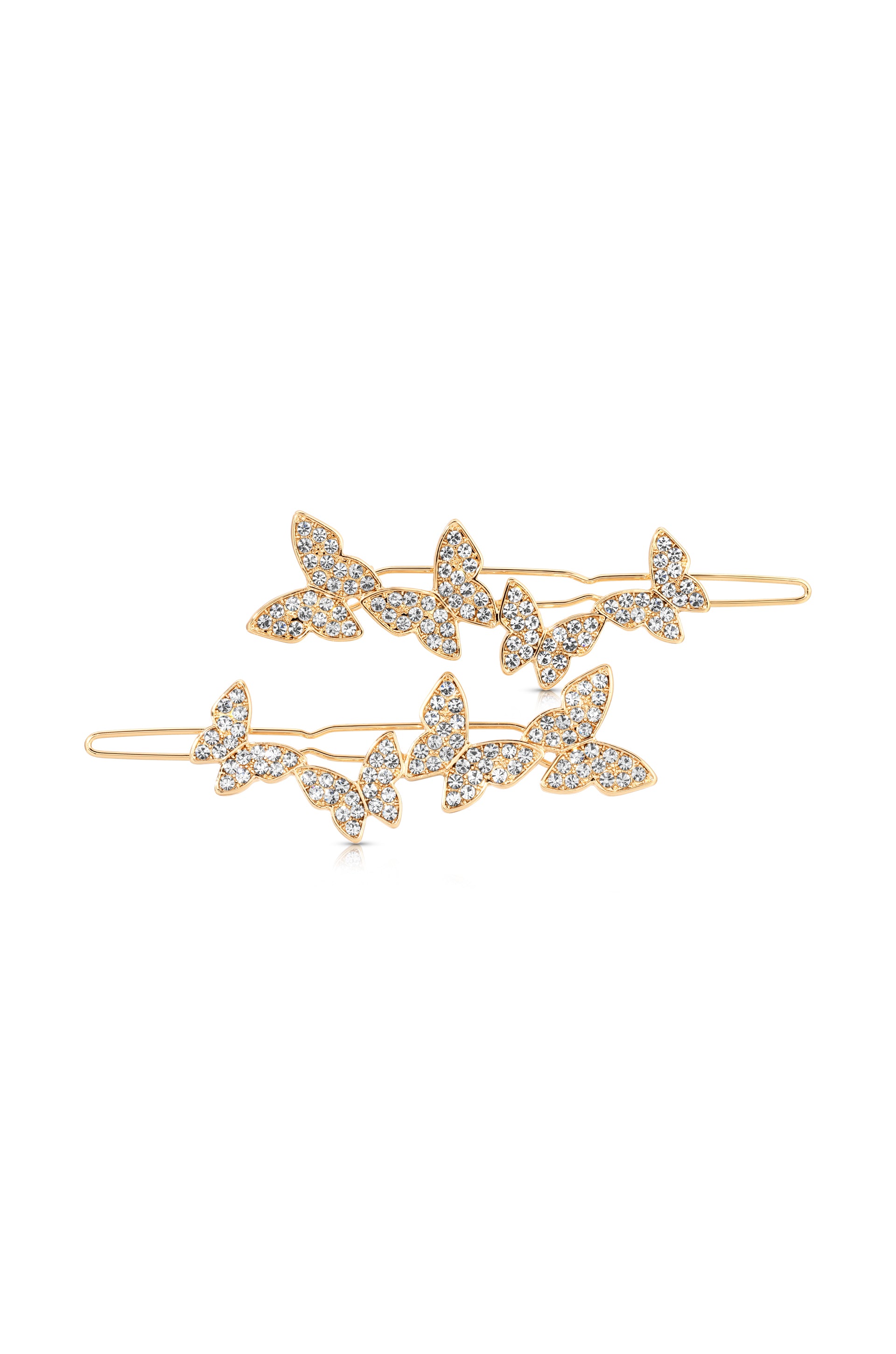 Butterfly Whimsy Barrette Set Clear Crystal with Gold Tone