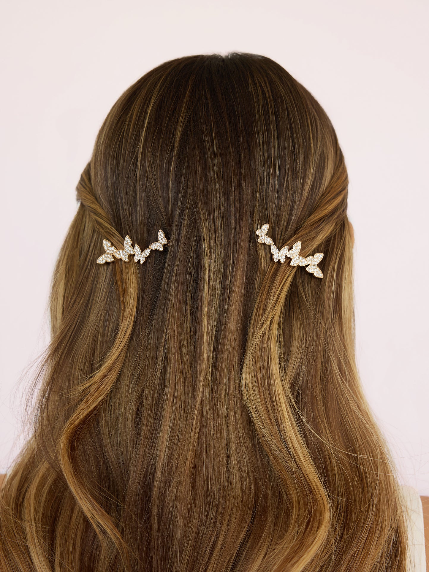 Butterfly Whimsy Barrette Set Clear Crystal with Gold Tone model 2
