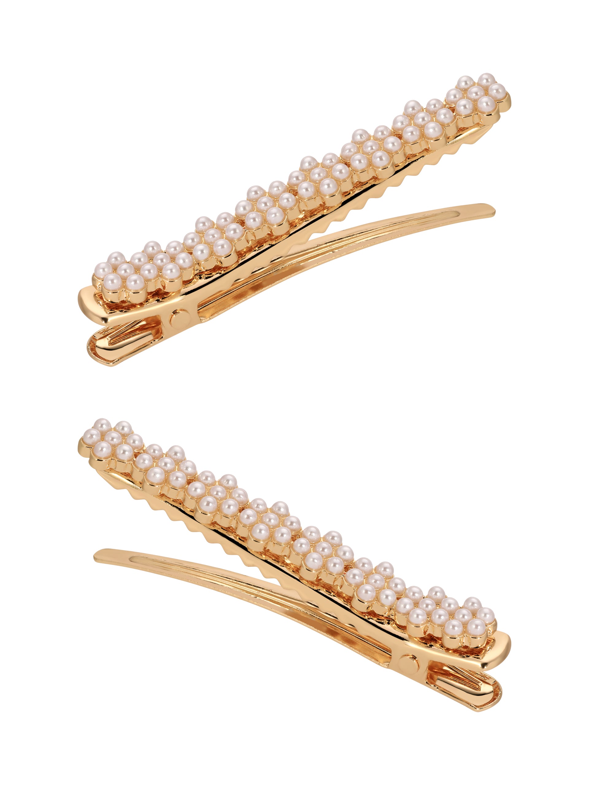 Pearl Cluster Clip Set Pearl with Gold Tone 2