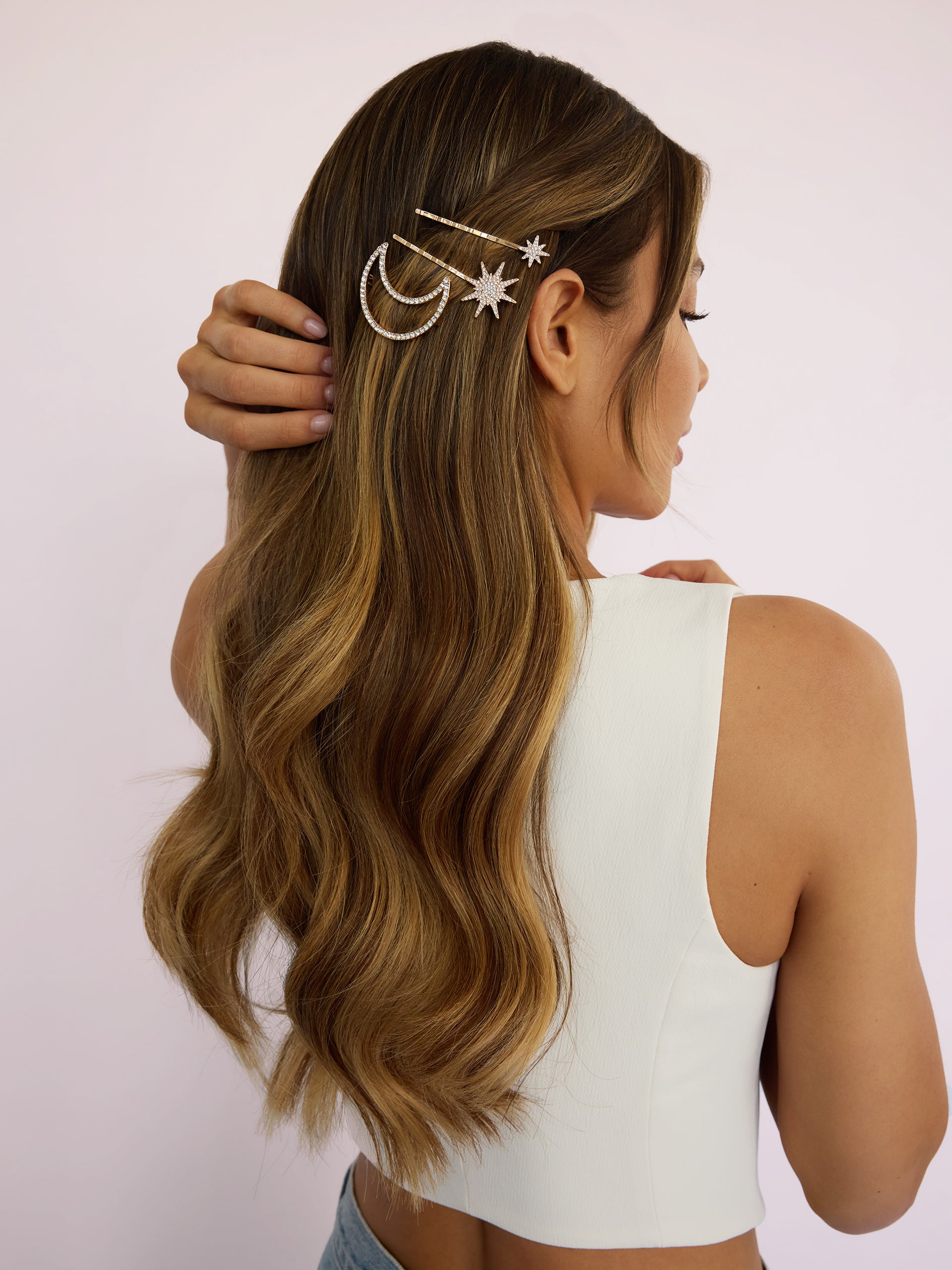 Celestial Dreamer Barrette Set Clear Crystal with Gold Tone model 2