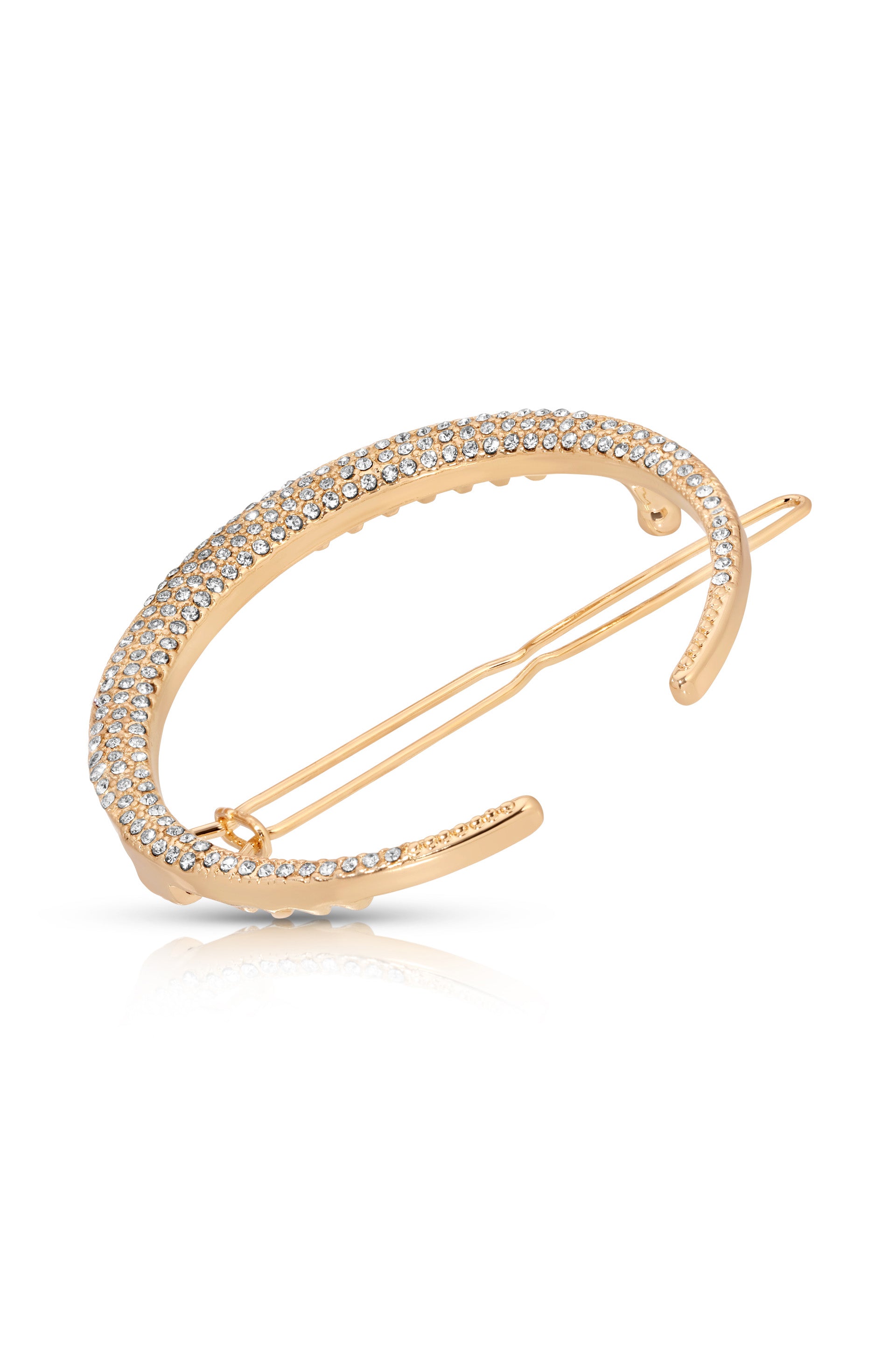 Crystal Crescent Barrette Clear Crystal with Gold Tone 2