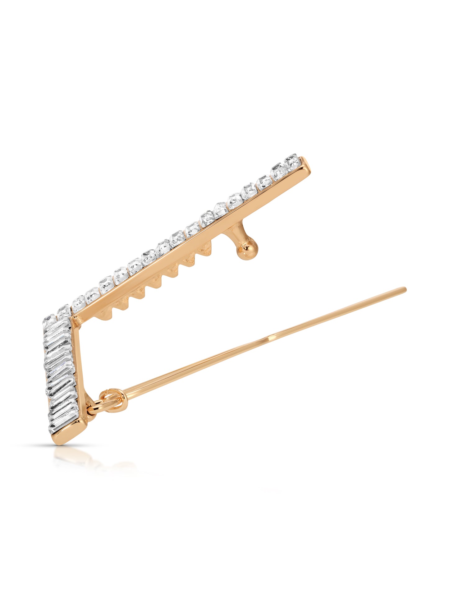 Crystal Chevron Barrette Gold Tone 2