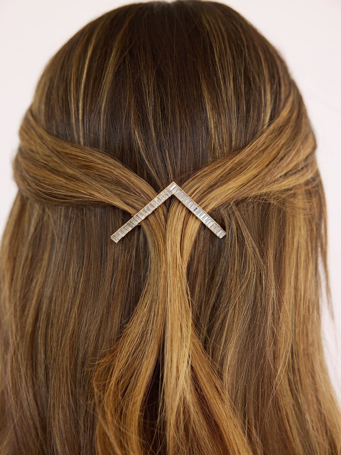 Crystal Chevron Barrette Gold Tone model 3