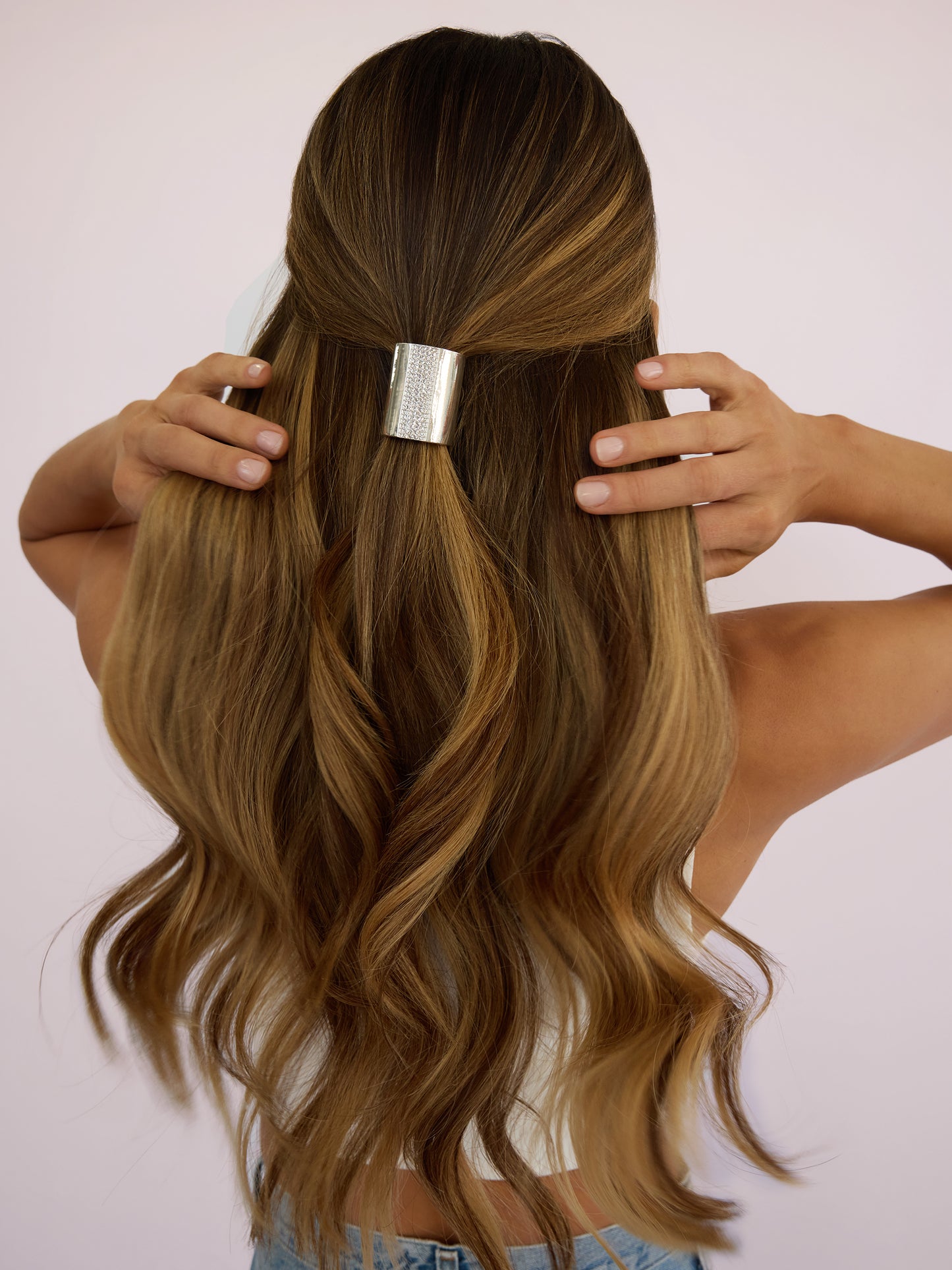 Sparkle Hair Cuff Clear Crystal with Silver Plating model