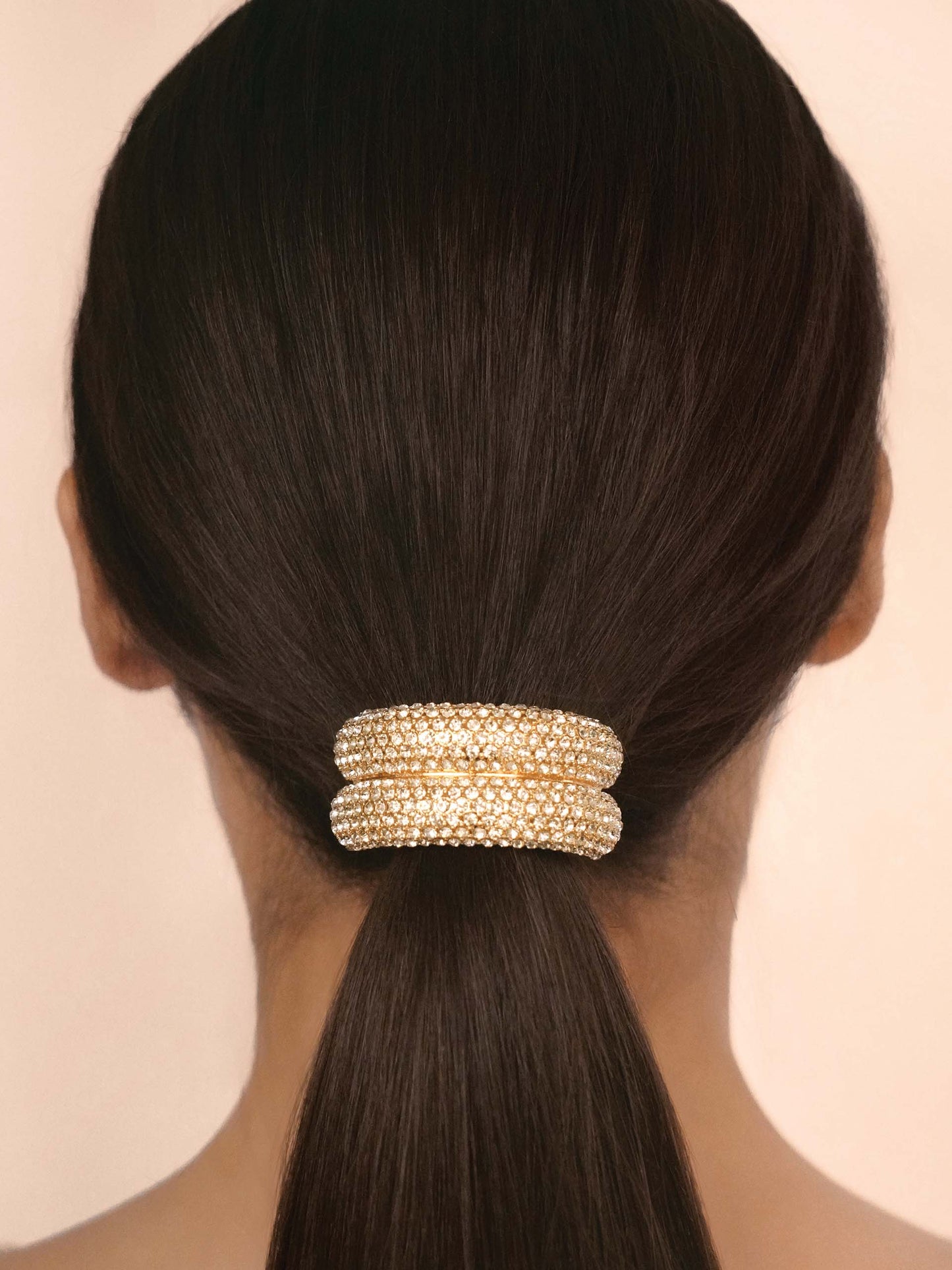 Crystal Sparkle Hair Tie Gold Tone with Black Elastic model