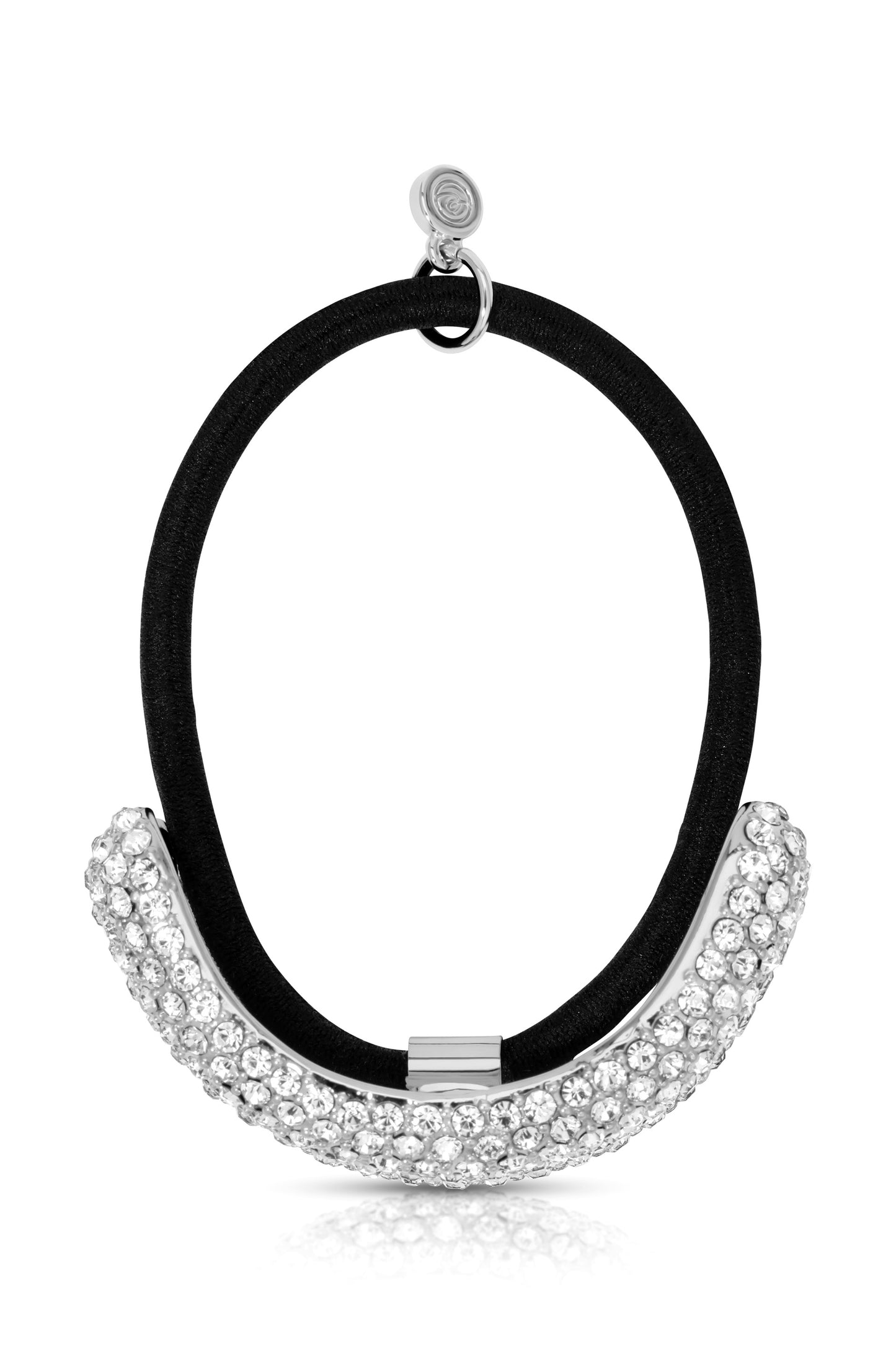 Crystal Sparkle Hair Tie Silver with Black Elastic