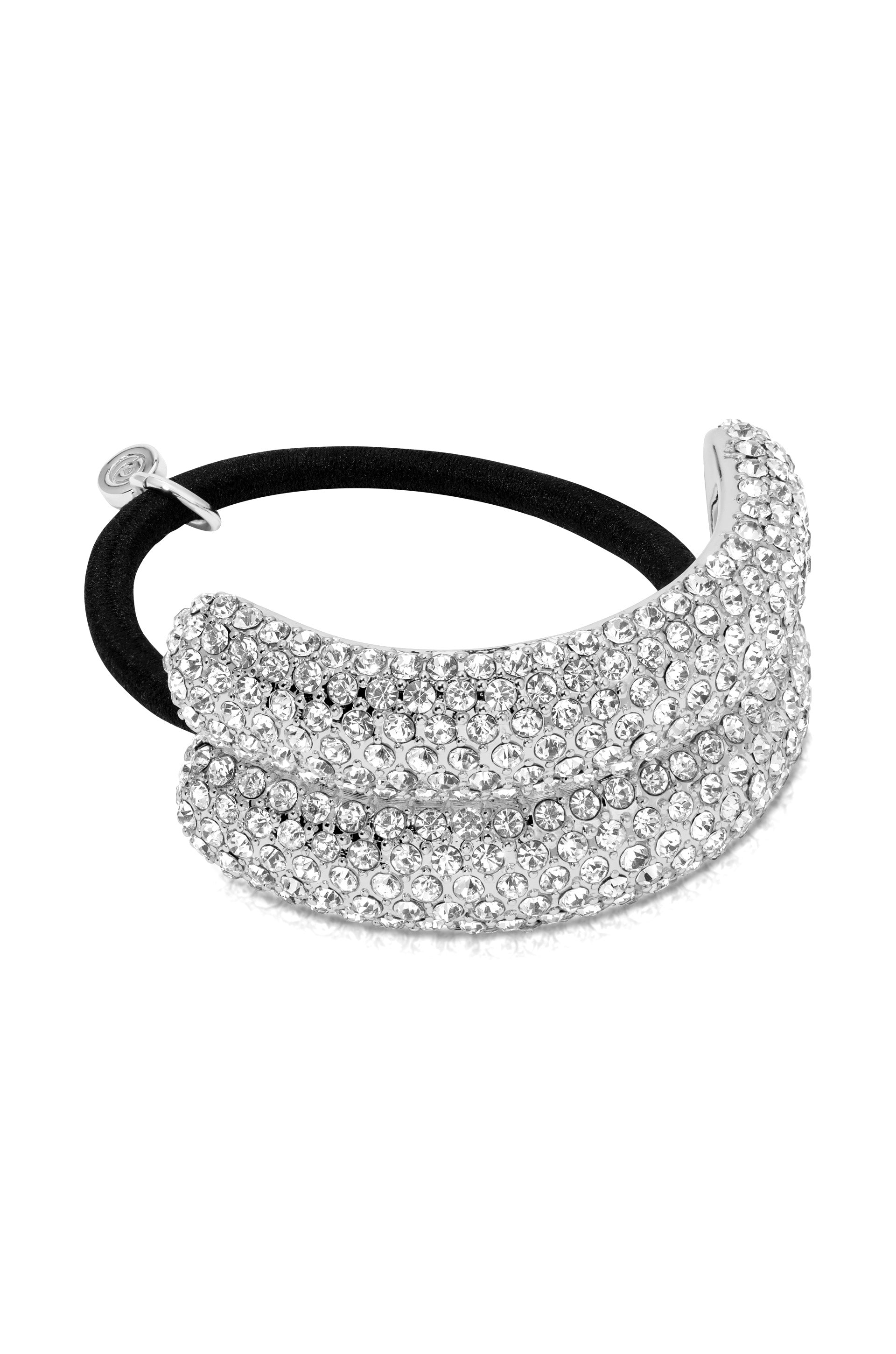 Crystal Sparkle Hair Tie Silver with Black Elastic 2