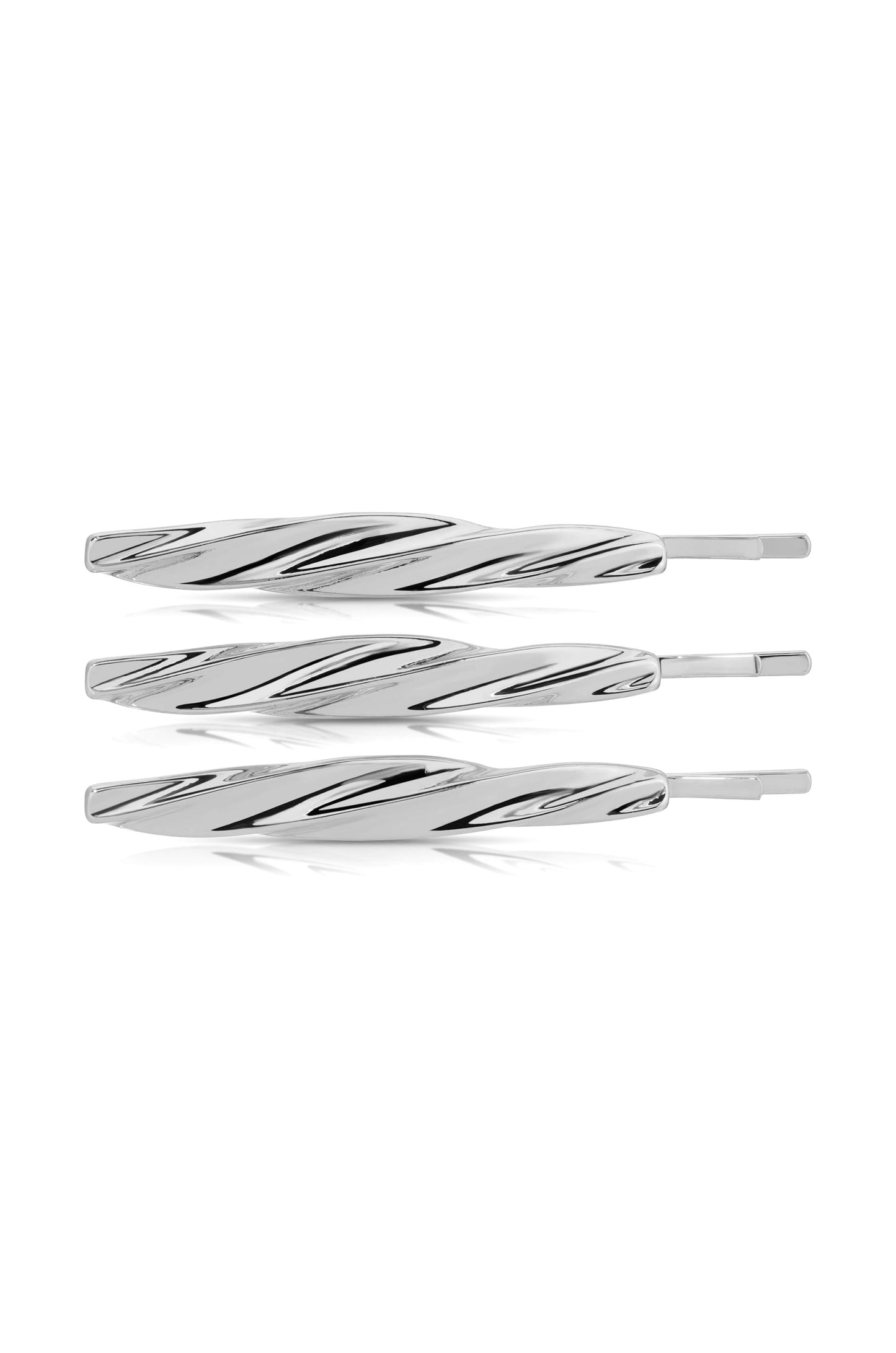 Golden Twist Barrette Set Silver Plated