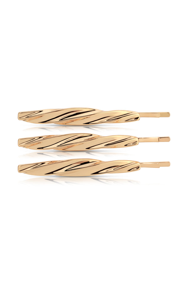 Golden Twist Barrette Set