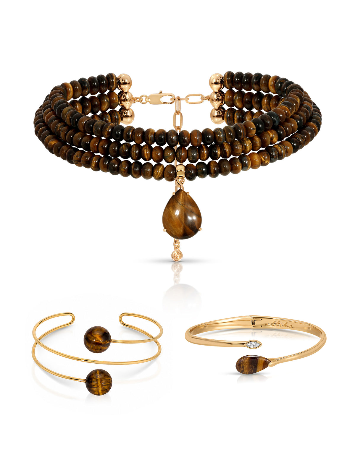Marina Layers Cuff Set in Tiger's Eye