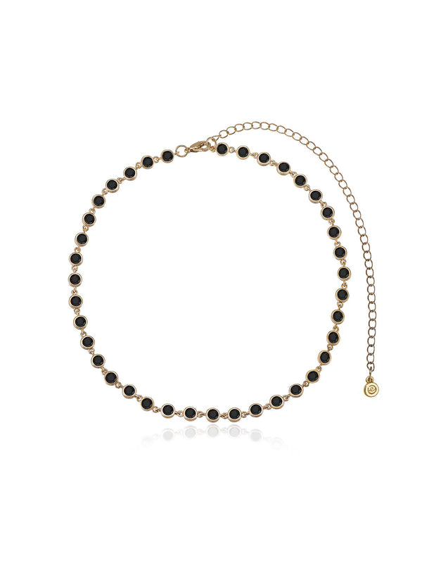 Crystal Disc and Link Necklace