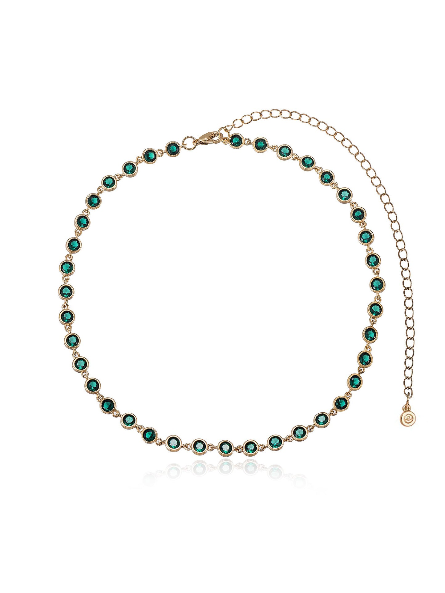 Crystal Disc and Link Necklace