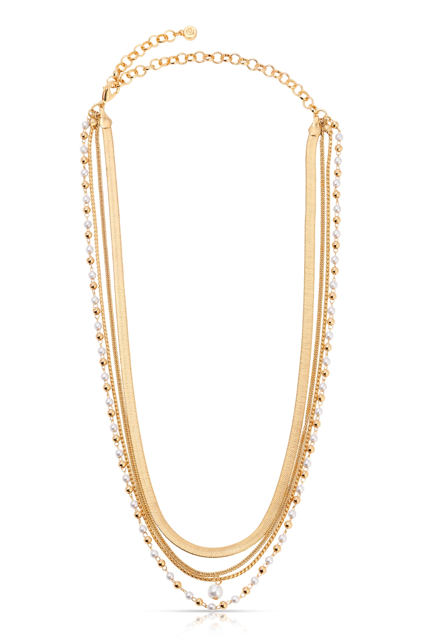 All the Chains Pearl Layered Necklace Pearl with 18k Gold Plating 2
