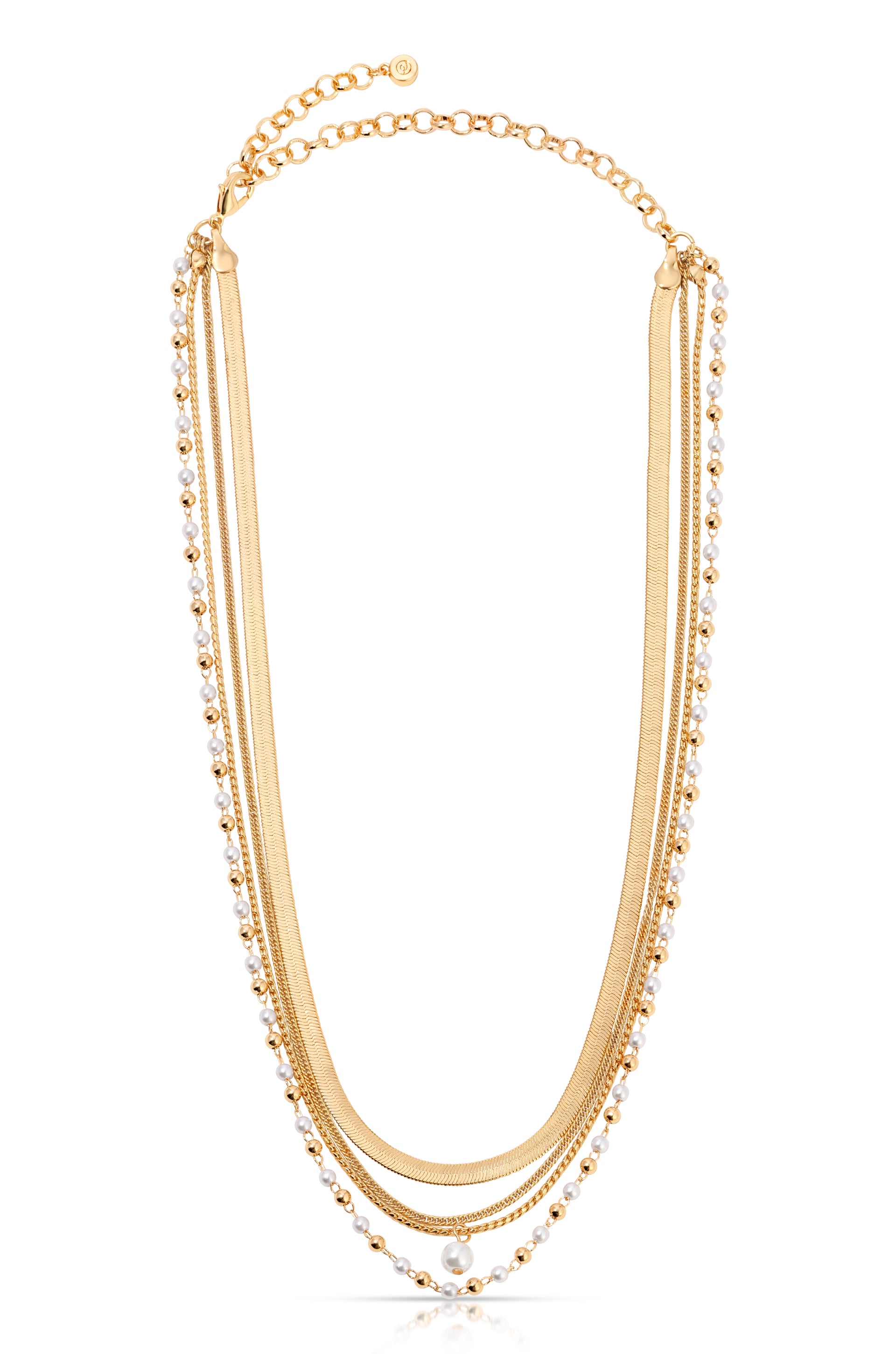 All the Chains Pearl Layered Necklace Pearl with 18k Gold Plating 2