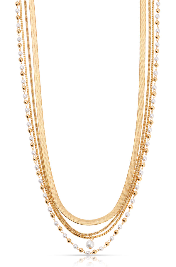 All the Chains Pearl Layered Necklace