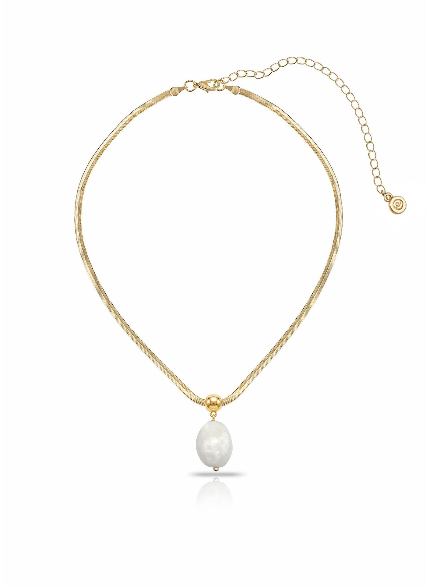 Bone Pendant Snake Chain Necklace Bone Stone with 18k Gold Plating 1