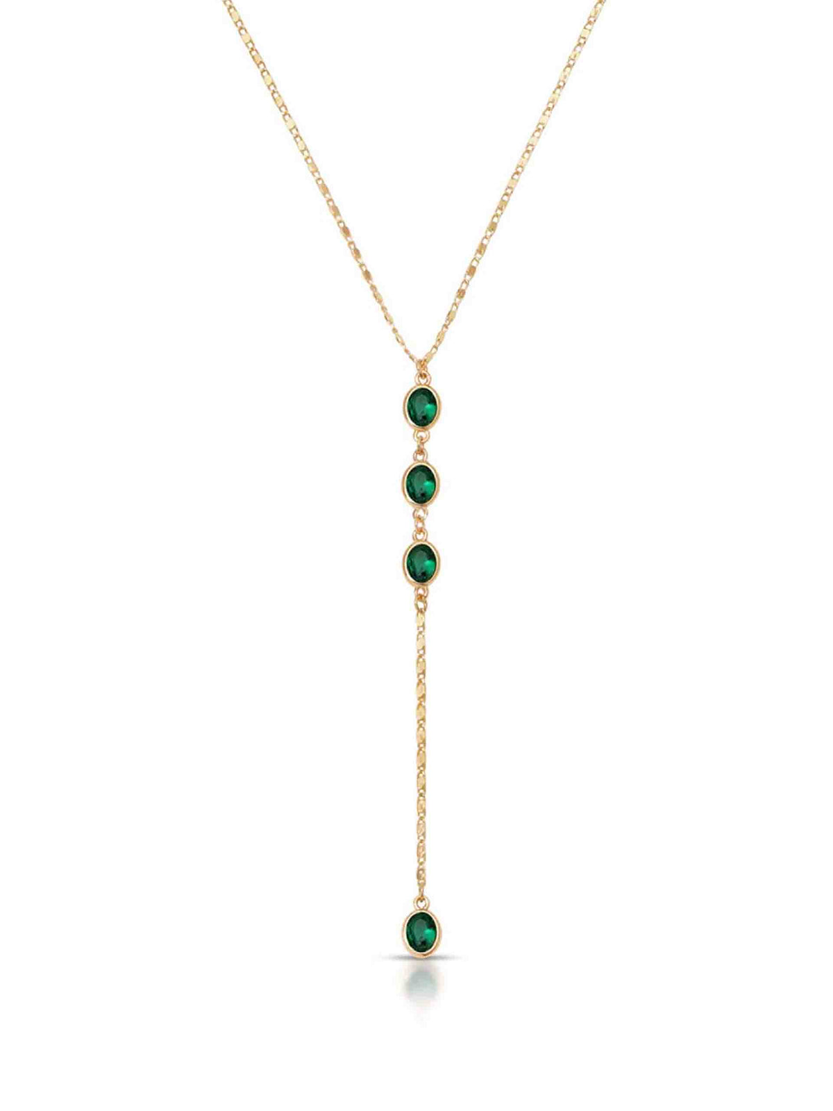 Sparkle Dip Lariat Emerald Crystal with 18k Gold Plating