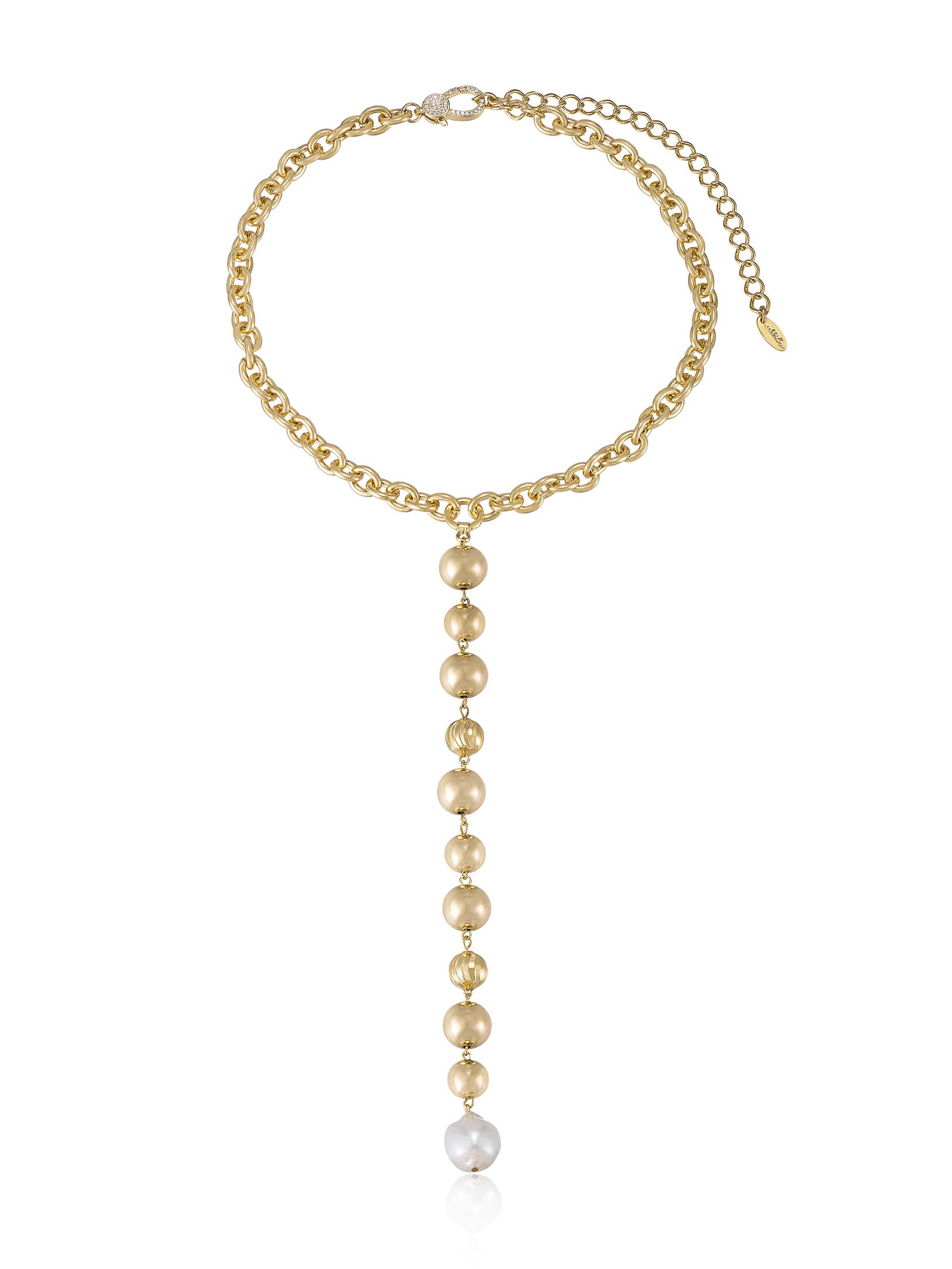 Deep Drop Pearl Lariat Necklace